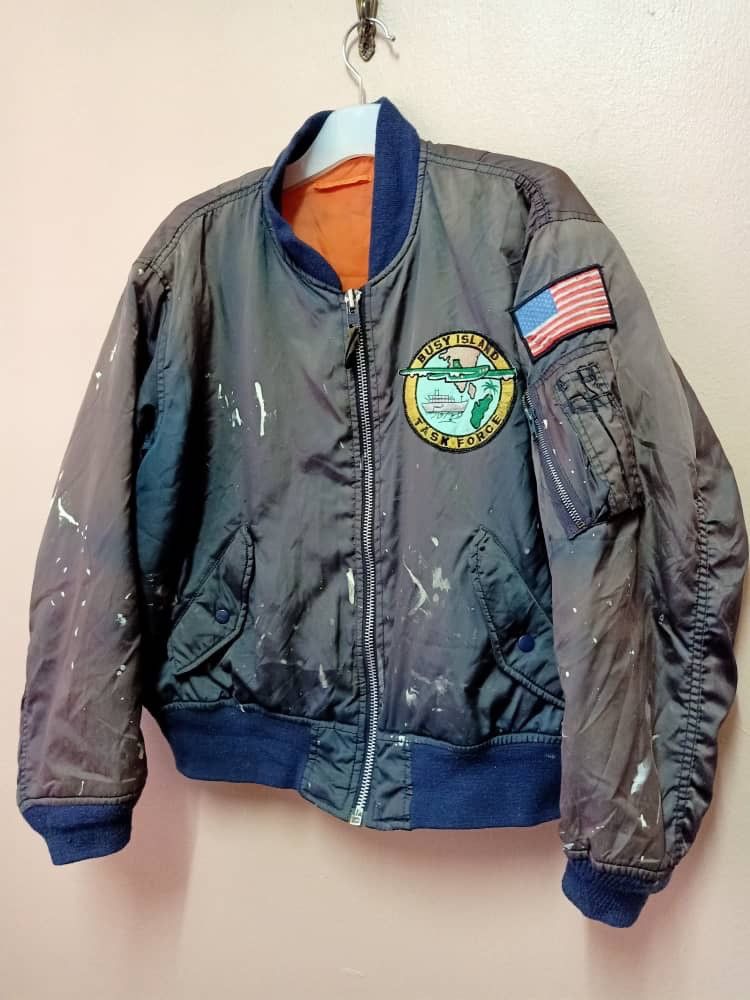 Vintage Vintage MA-1 Busy Island Military Bomber Paint Splash Size US XL / EU 56 / 4 - 3 Thumbnail