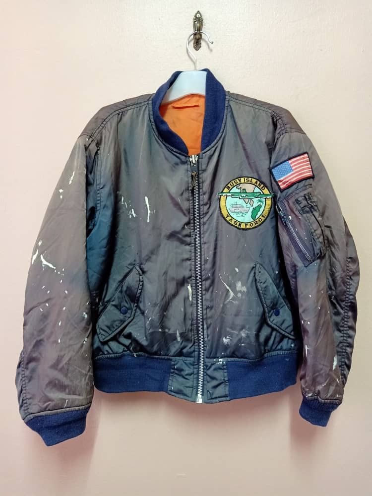 Vintage Vintage MA-1 Busy Island Military Bomber Paint Splash Size US XL / EU 56 / 4 - 4 Thumbnail
