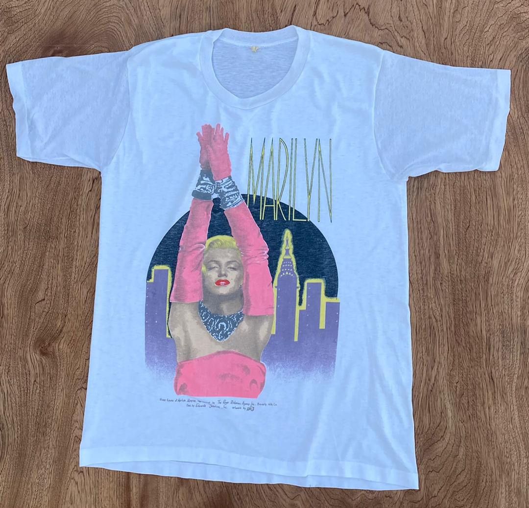 image of Band Tees x Made In USA Vintage Tee Marilyn Monroe B4 in White, Men's (Size Medium)