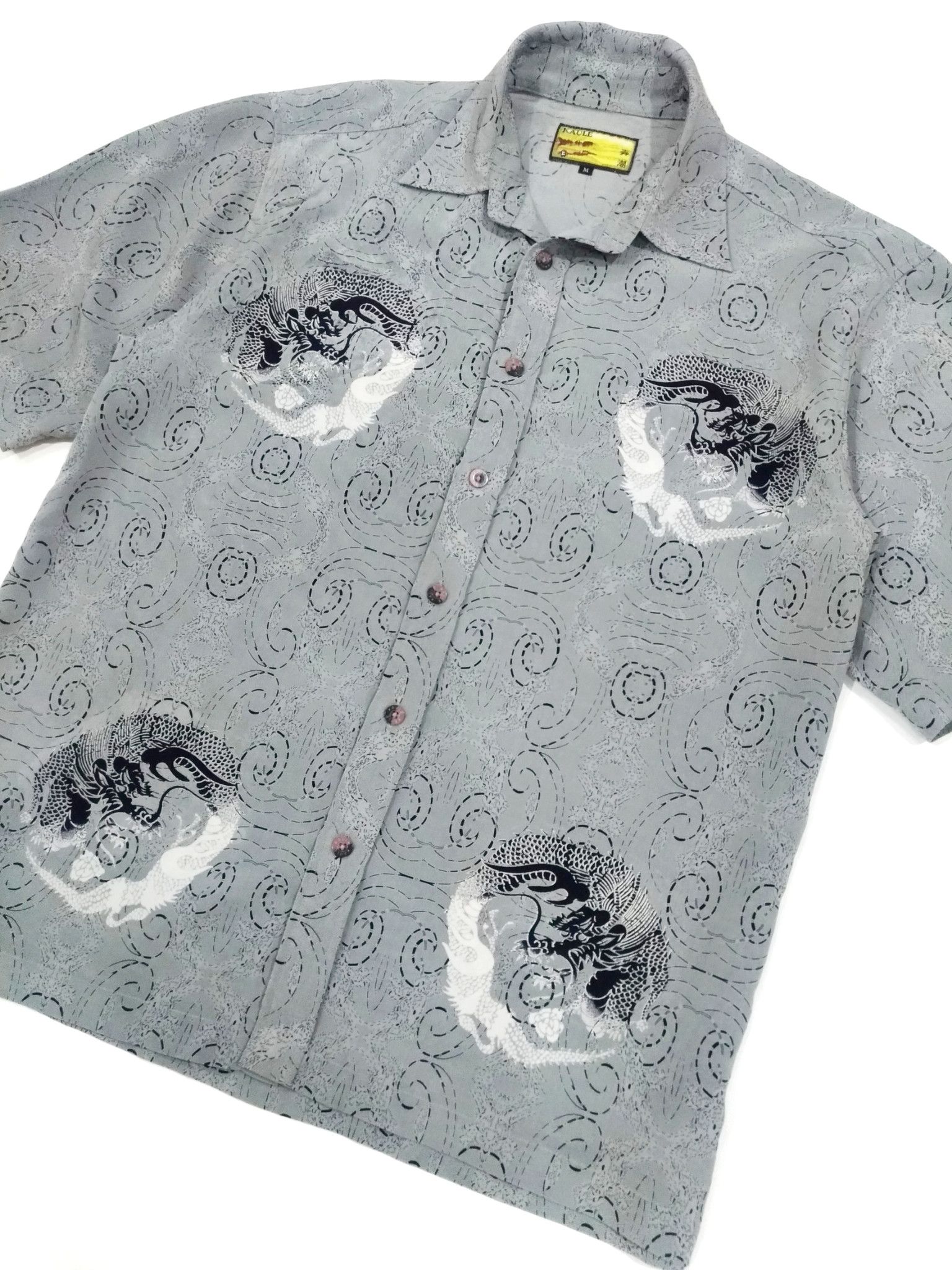 Japanese Brand RARE! KAULE JAPANESE TRADITIONAL MOTIF DRAGON HAWAII SHIRT Size US L / EU 52-54 / 3 - 4 Thumbnail