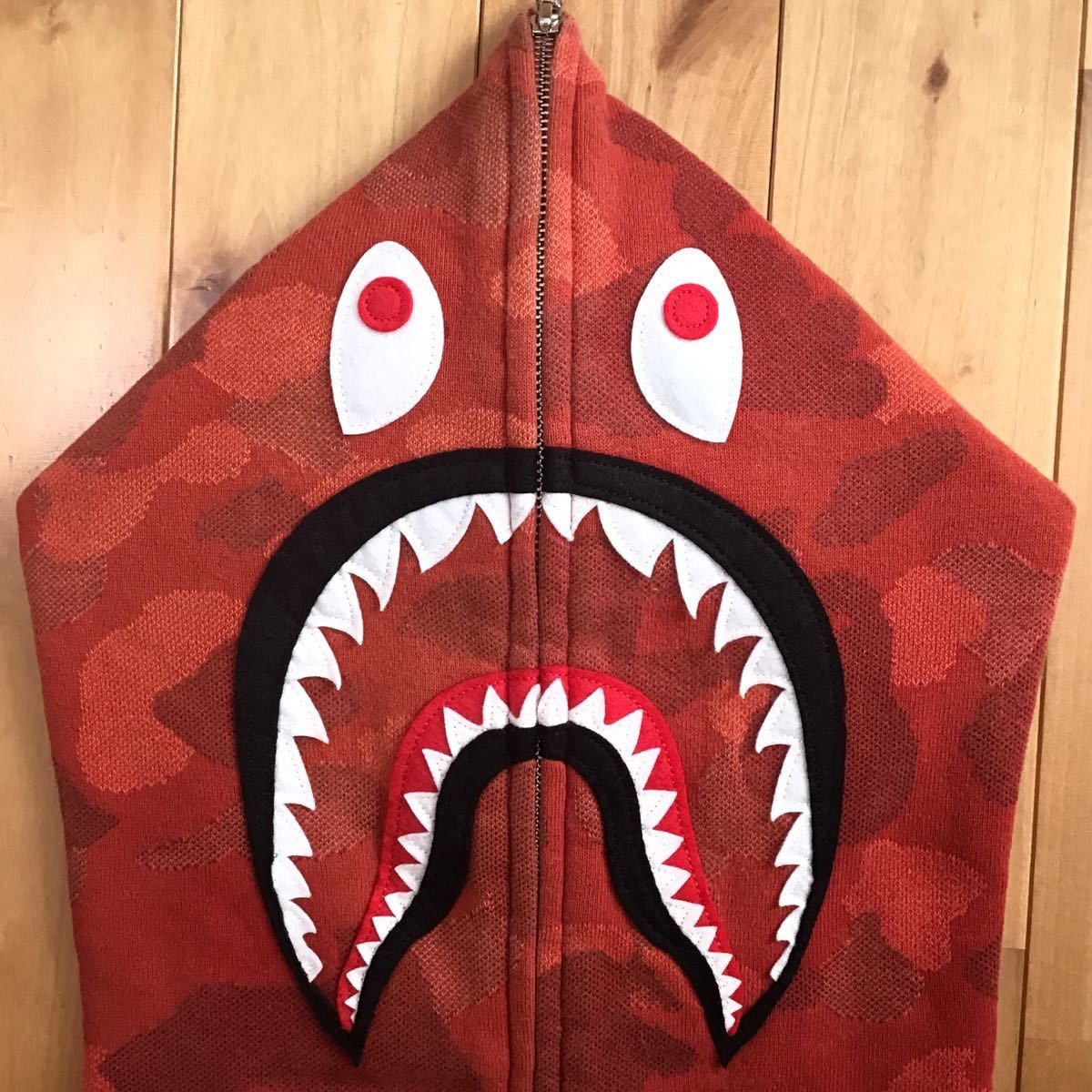 BAPE Jacquard Camo Shark full zip hoodie Red camo ape