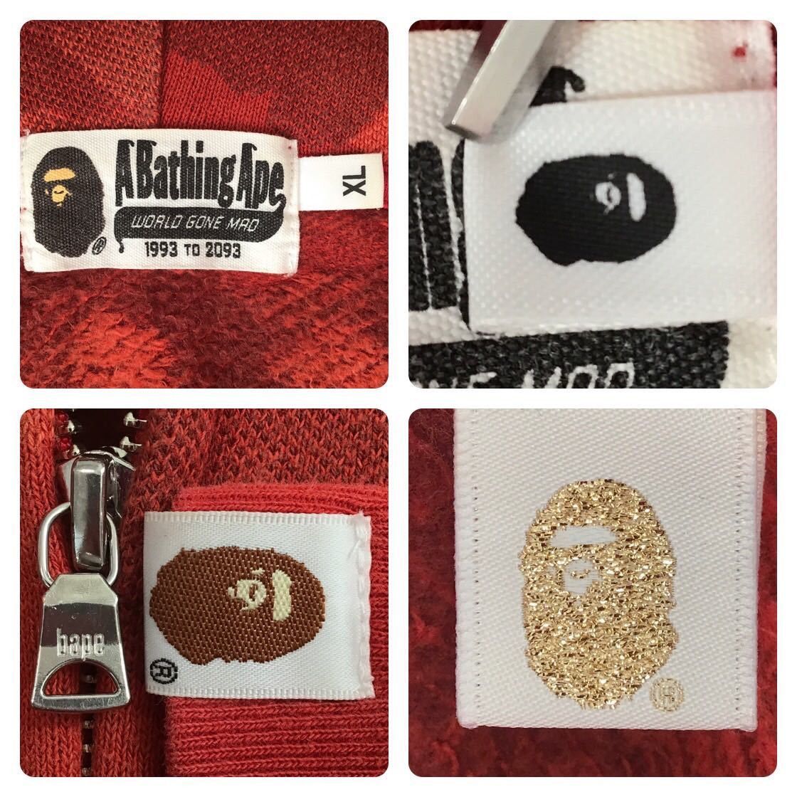 BAPE Jacquard Camo Shark full zip hoodie Red camo ape