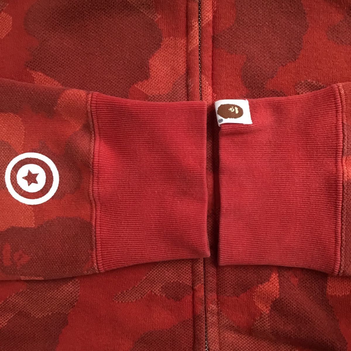 BAPE Jacquard Camo Shark full zip hoodie Red camo ape