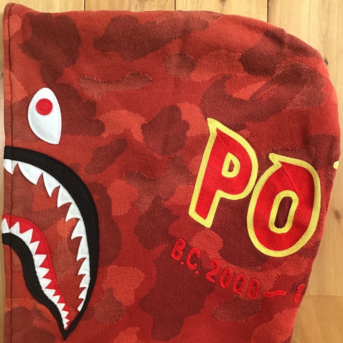 BAPE Jacquard Camo Shark full zip hoodie Red camo ape