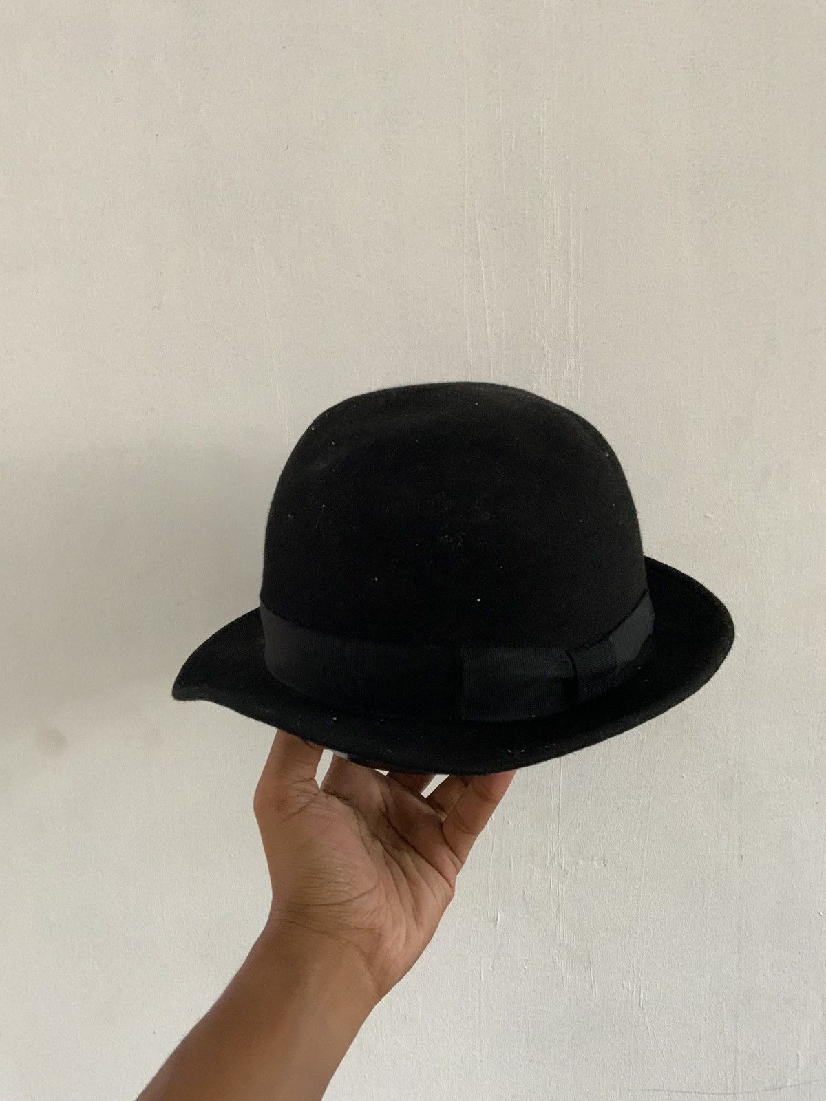 image of Archival Clothing Override 9999 Japan Made Wool Black Plain Hat, Men's