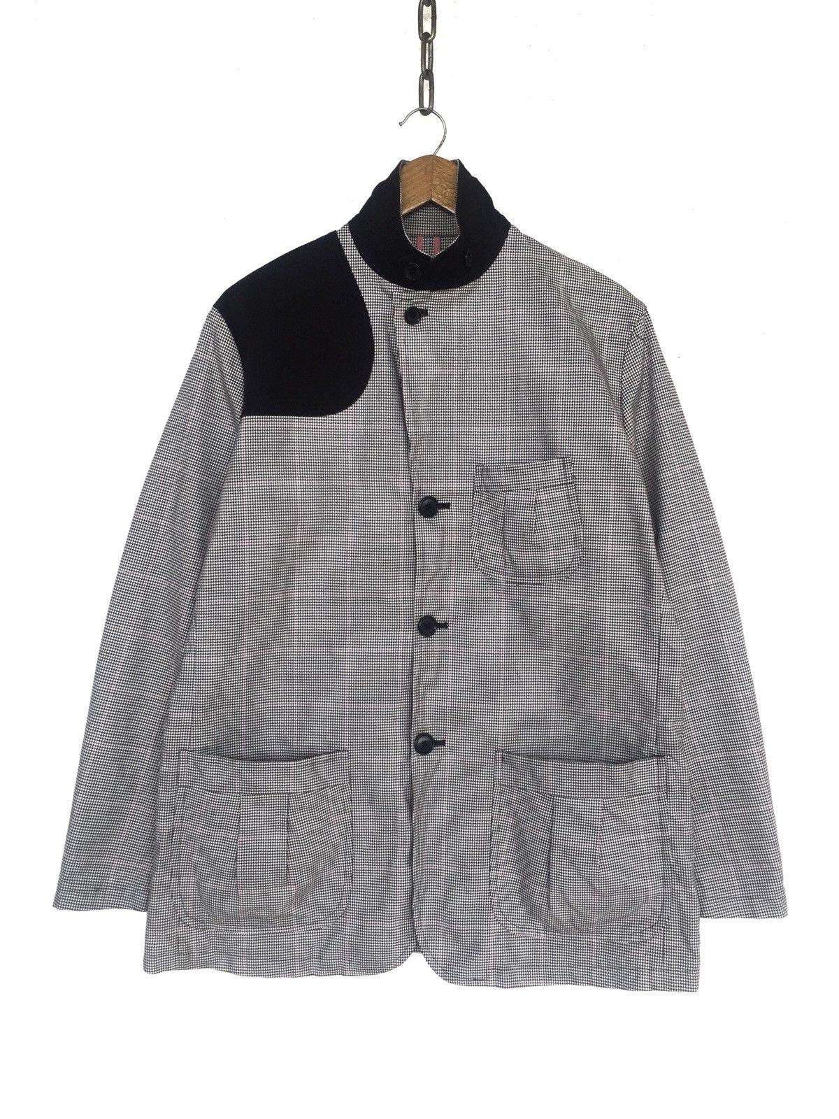 image of Dry Bones Patchwork Plaid Pocket Button Jacket in Check, Men's (Size Large)