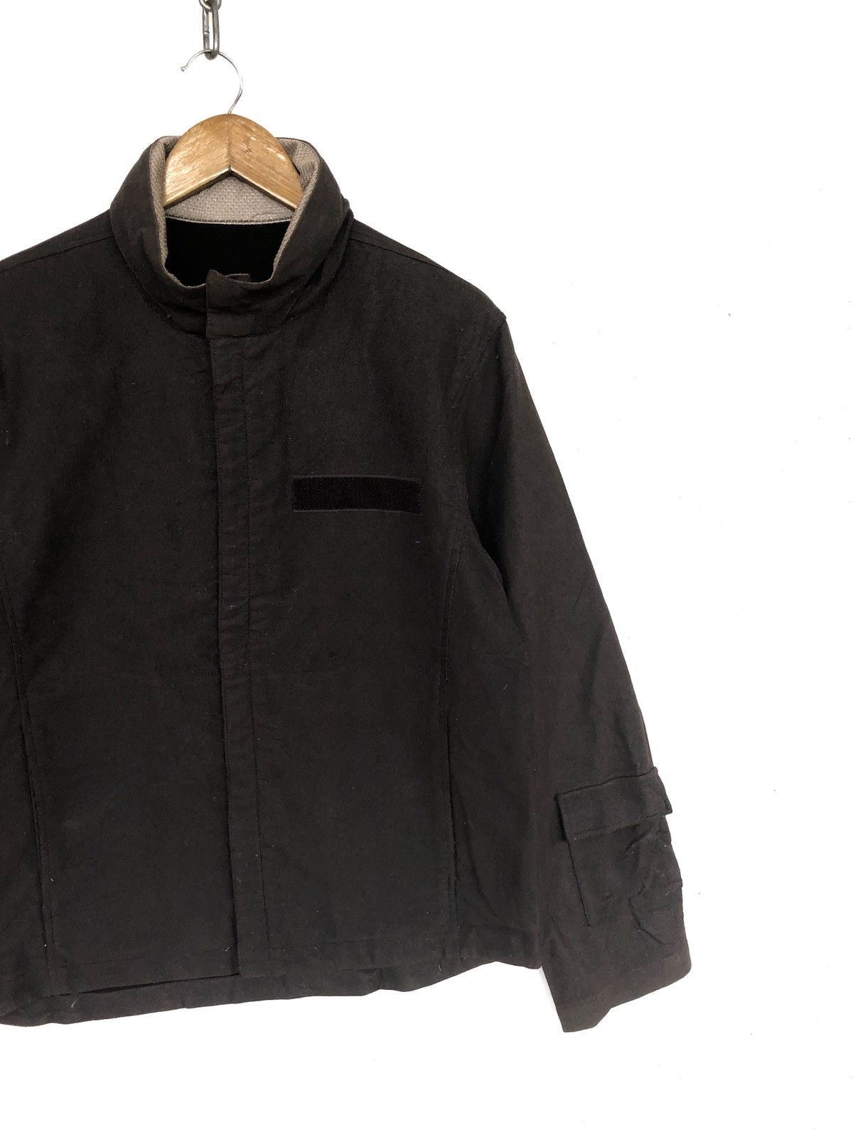 image of Military x Ppfm Moleskin Waxed Tactical Anorak Jacket Hood in Black, Men's (Size Medium)