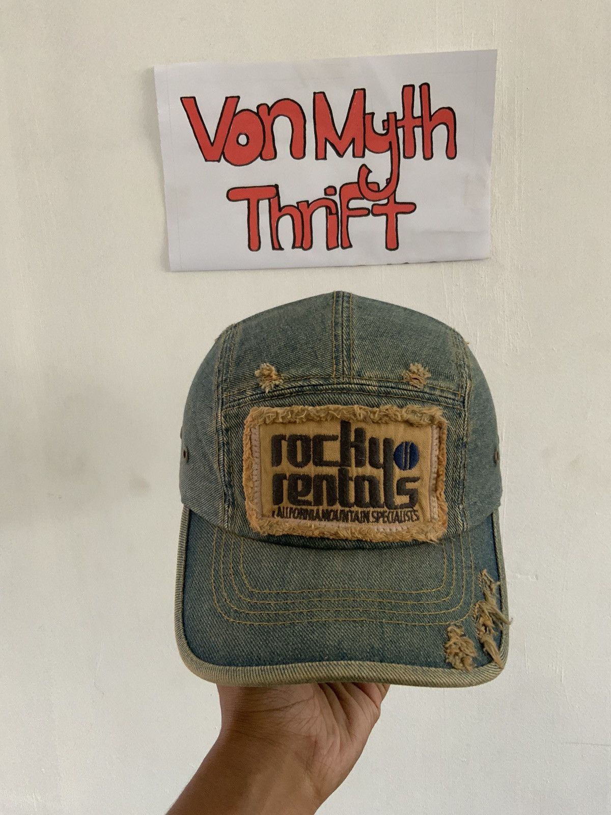 If Six Was Nine Rocky Rentals Distressed Denim 5 Panel Hat Size ONE SIZE - 5 Thumbnail