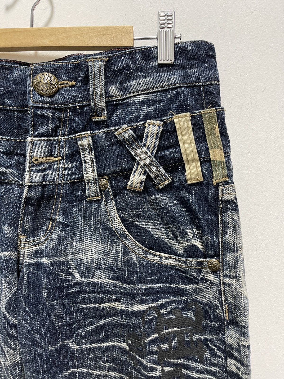 Japanese Brand JAPANESE DOUBLE WAIST STYLE PATCHES DISTRESSED DENIM JEANS Size US 30 / EU 46 - 2 Thumbnail
