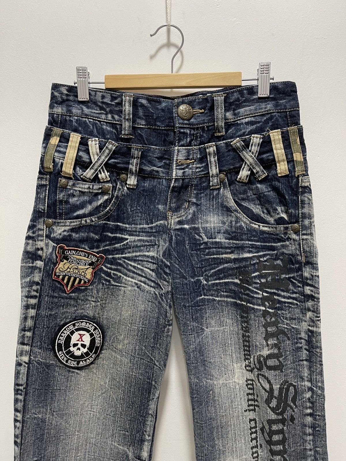 Japanese Brand JAPANESE DOUBLE WAIST STYLE PATCHES DISTRESSED DENIM JEANS Size US 30 / EU 46 - 4 Thumbnail