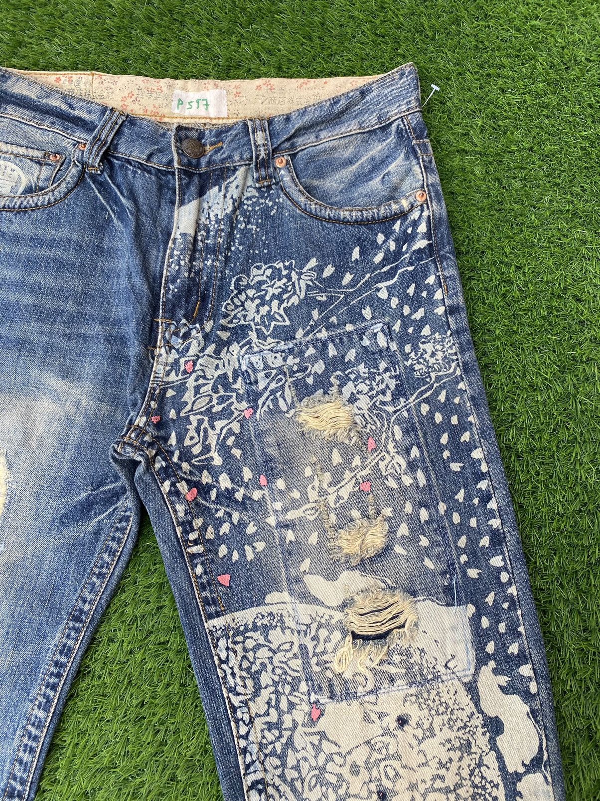 Japanese Brand Distressed Sakura Printed Patchwork Style Pant By Buden Size US 32 / EU 48 - 3 Thumbnail