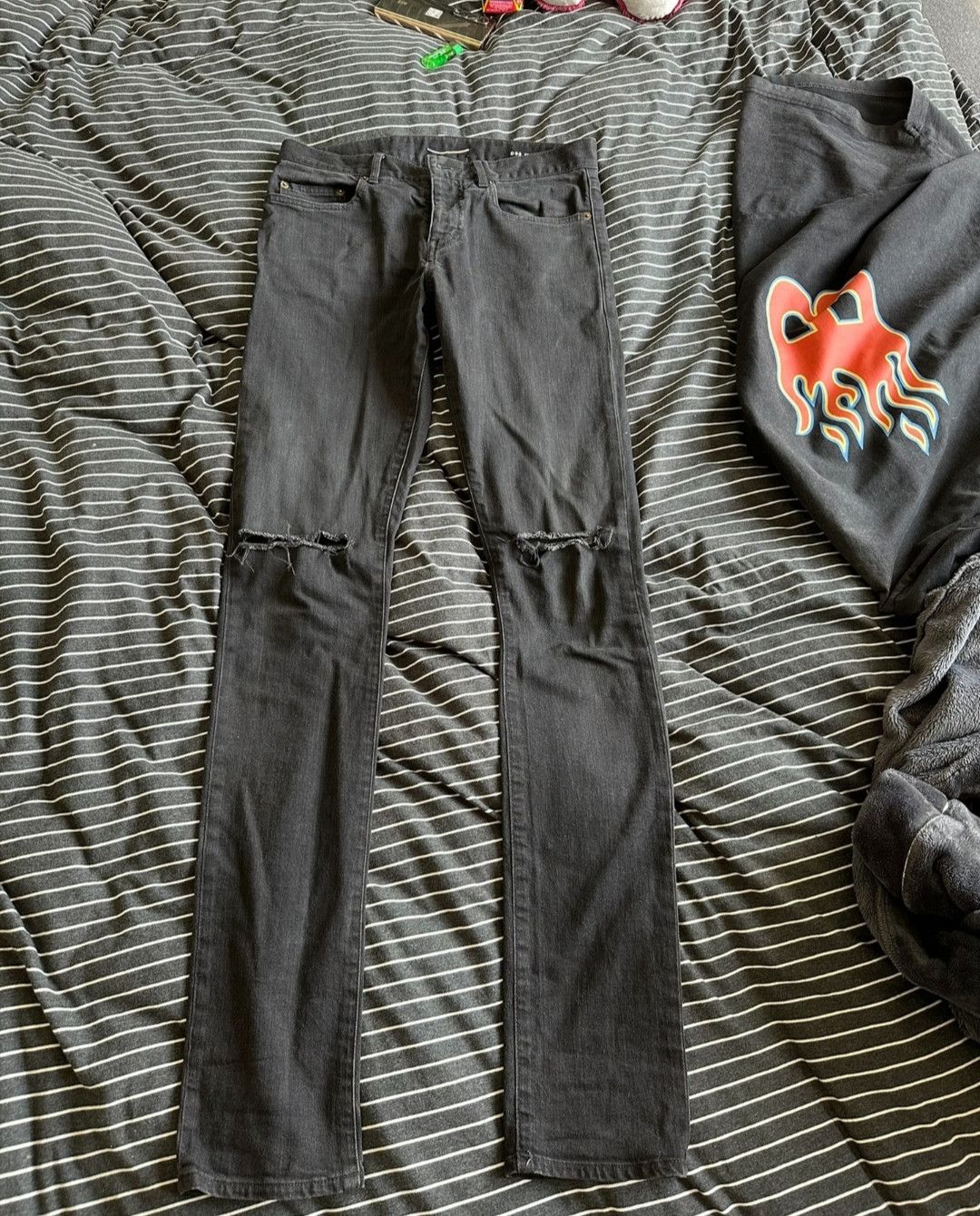 saint laurent Show version of knife cut jeans