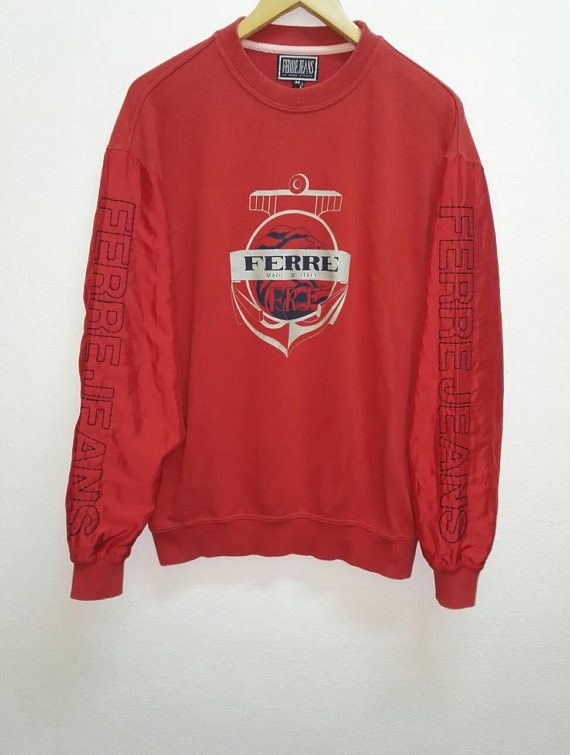 Japanese Brand Vintage Ferre Jeans Italy Embroidered Big Logo Sweatshirt Size US M / EU 48-50 / 2 - 1 Thumbnail