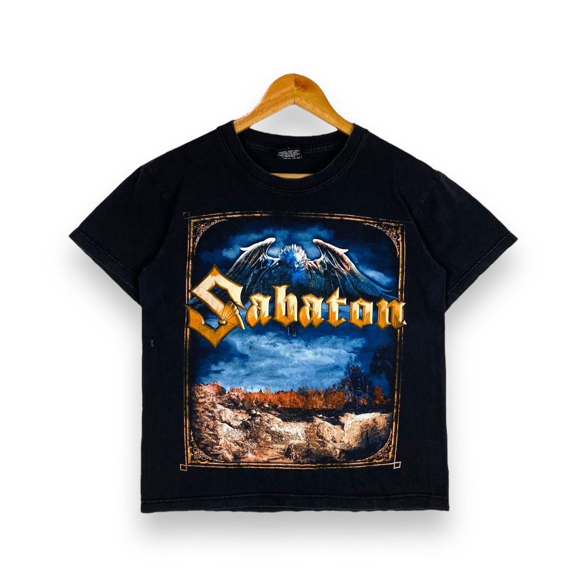 image of Band Tees x Vintage Sabaton Swedish Heavy Metal Band Tee in Black, Men's (Size Small)