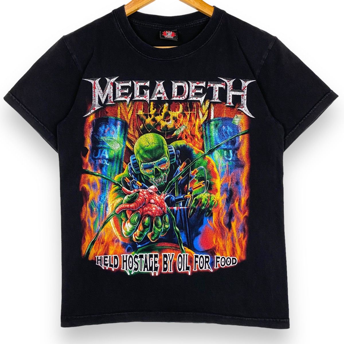 Band Tees × Megadeth × Vintage VINTAGE MEGADETH HELD HOSTAGE BY OIL FOR FOOD BAND TEE Size US S / EU 44-46 / 1 - 2 Thumbnail