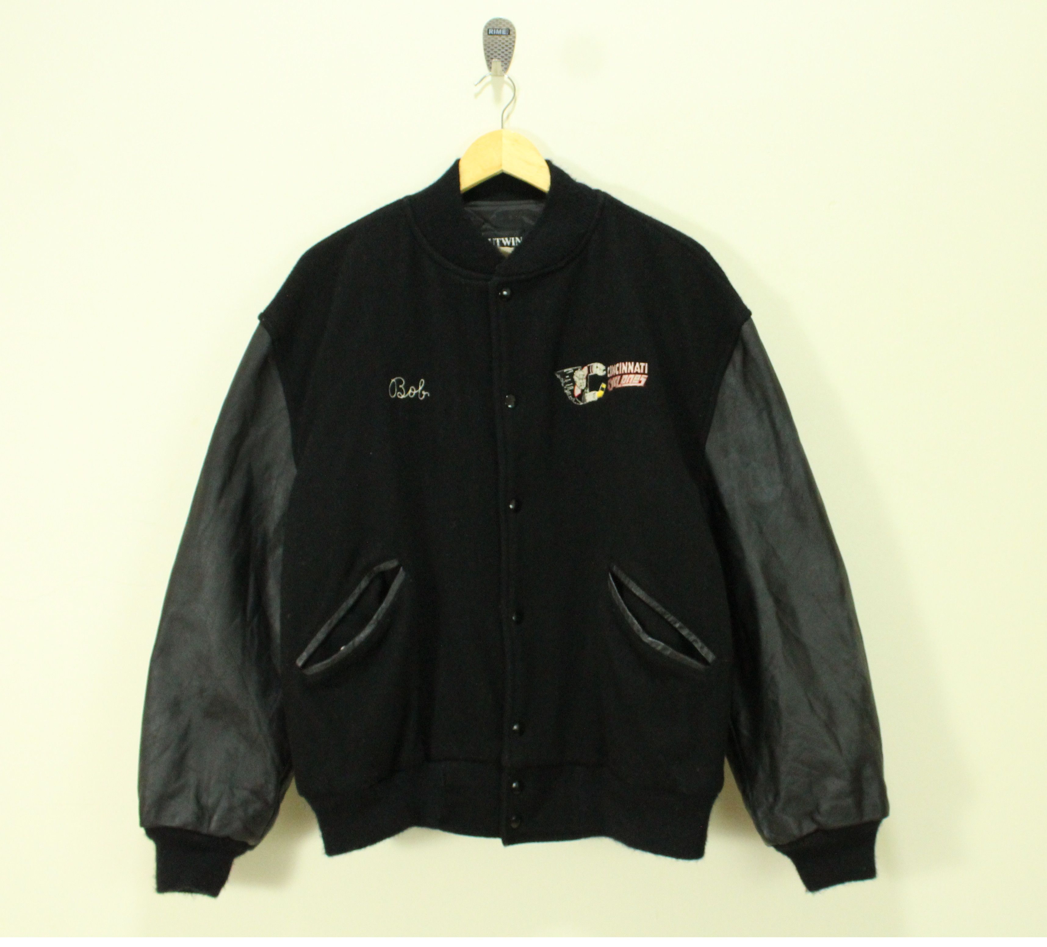 Vintage Vintage CINCINNATI CYCLONES Jacket Varsity Leather Wool Size US XL / EU 56 / 4 - 4 Thumbnail