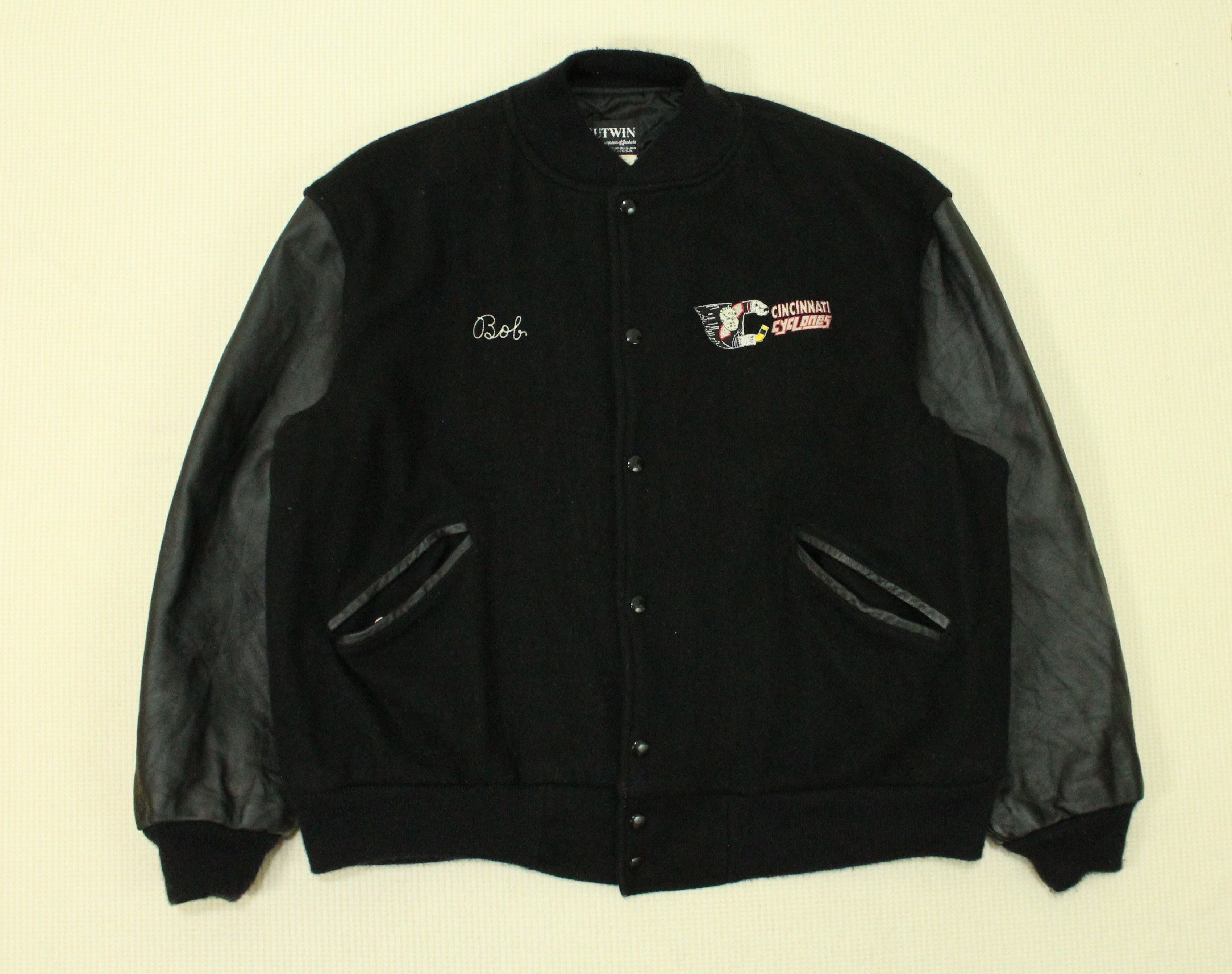 Vintage Vintage CINCINNATI CYCLONES Jacket Varsity Leather Wool Size US XL / EU 56 / 4 - 12 Thumbnail