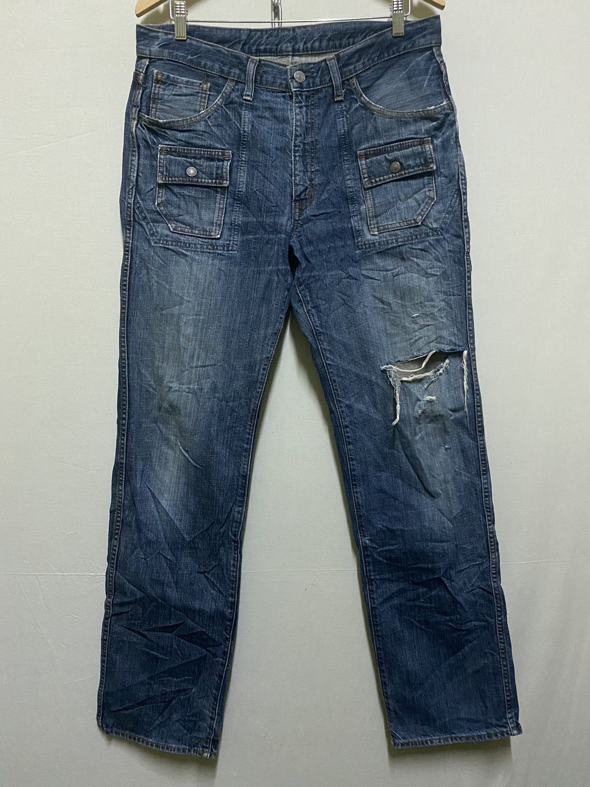 Japanese Brand Bush Pants Denim Distressed Jeans Size US 32 / EU 48 - 1 Thumbnail