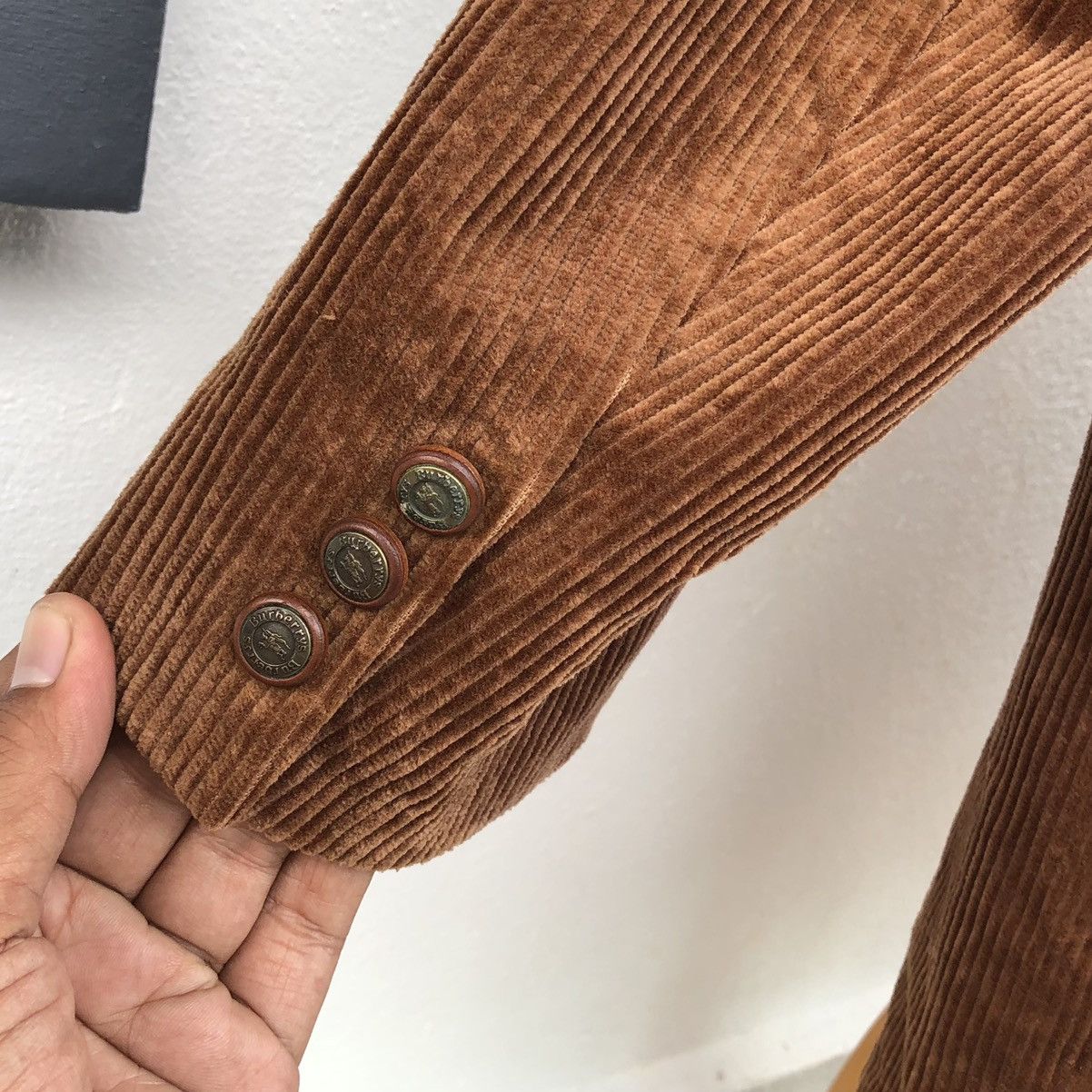 Burberry Vintage Burberrys Corduroy Embroidery Logo Blazer Size US M / EU 48-50 / 2 - 10 Thumbnail