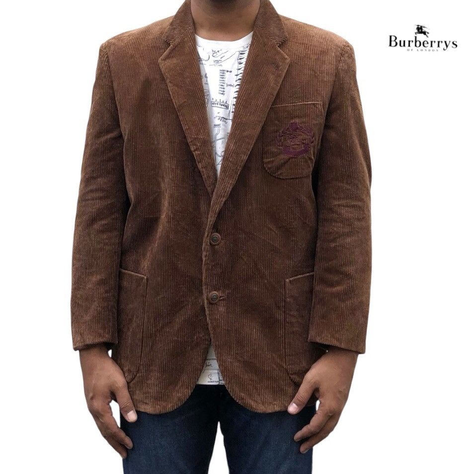 Burberry Vintage Burberrys Corduroy Embroidery Logo Blazer Size US M / EU 48-50 / 2 - 2 Thumbnail