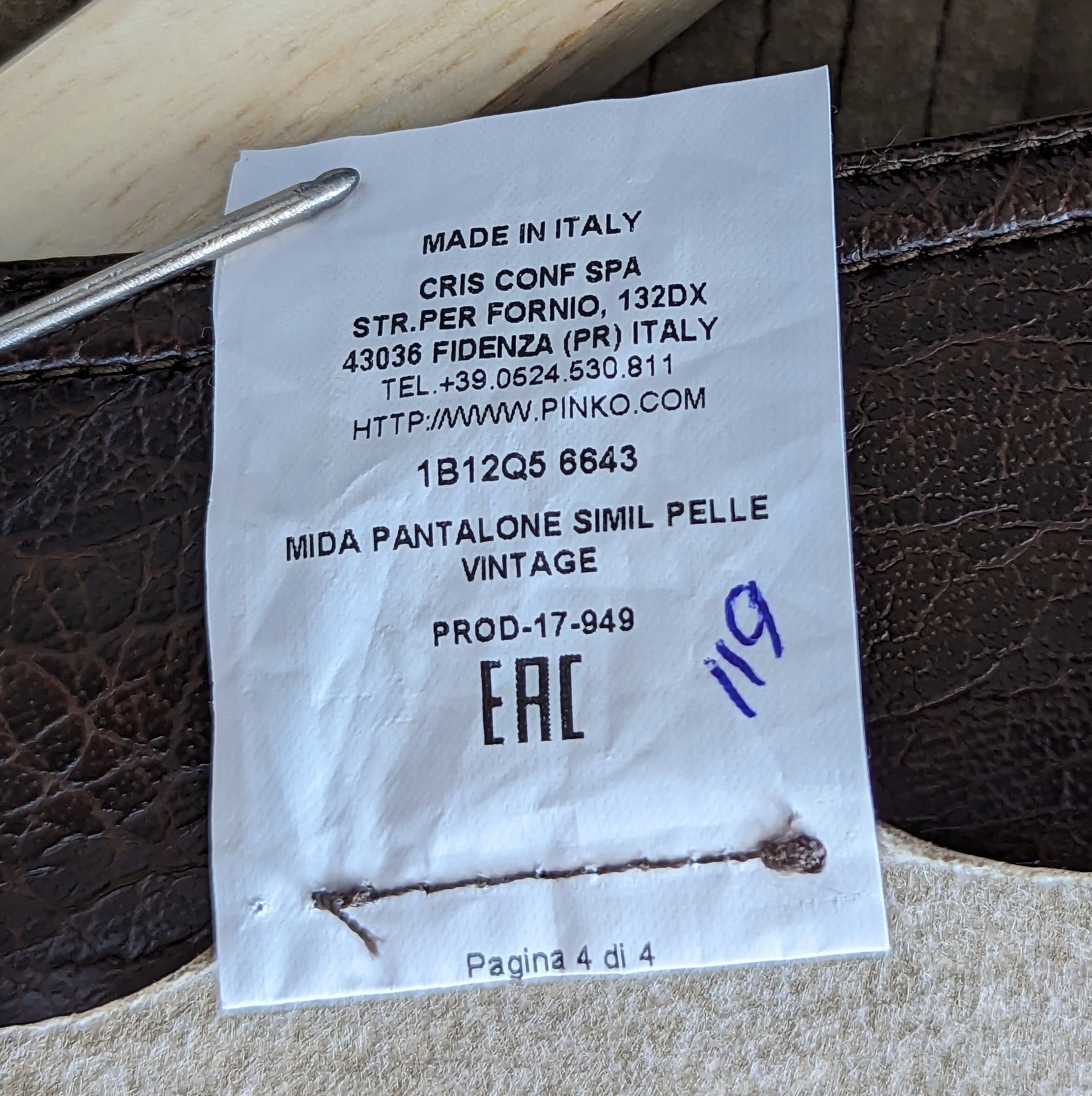 Leather PINKO Fashion Vintage Leatherette Pants Women's Luxury Brand Size 32" / US 10 / IT 46 - 19 Thumbnail