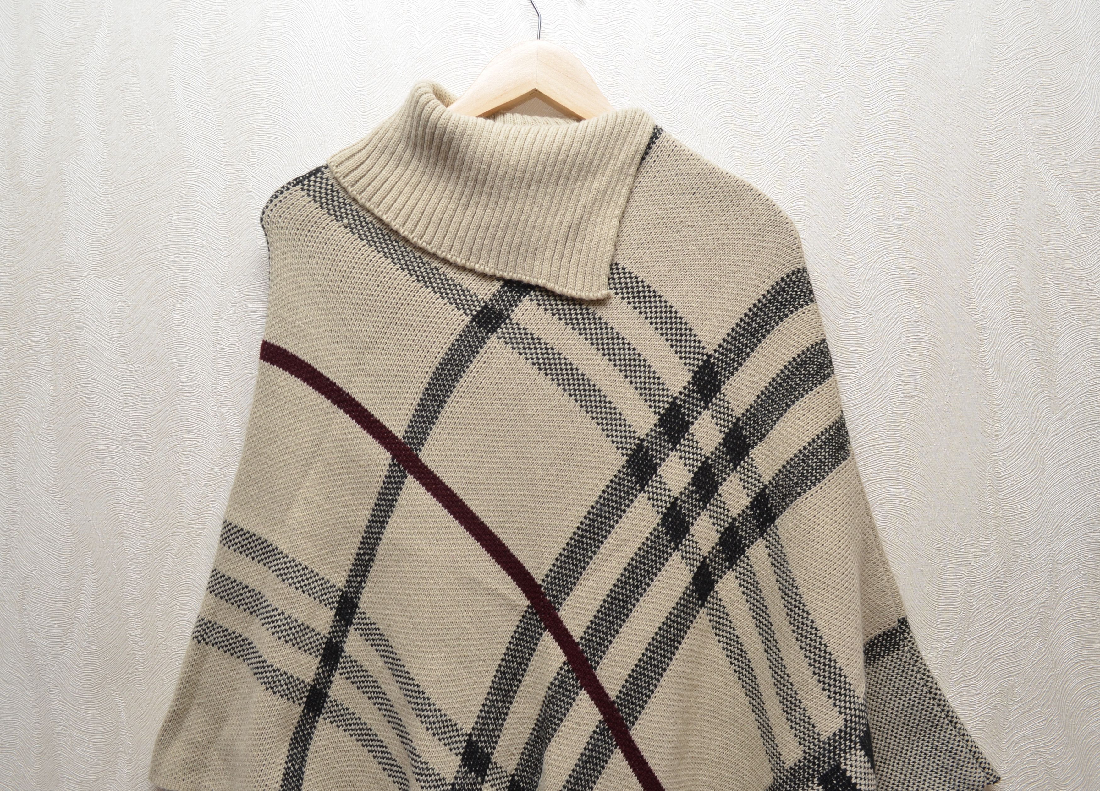 Burberry × Vintage Burberry Style Vintage Nova Check Poncho Wool Blend Size ONE SIZE - 5 Thumbnail