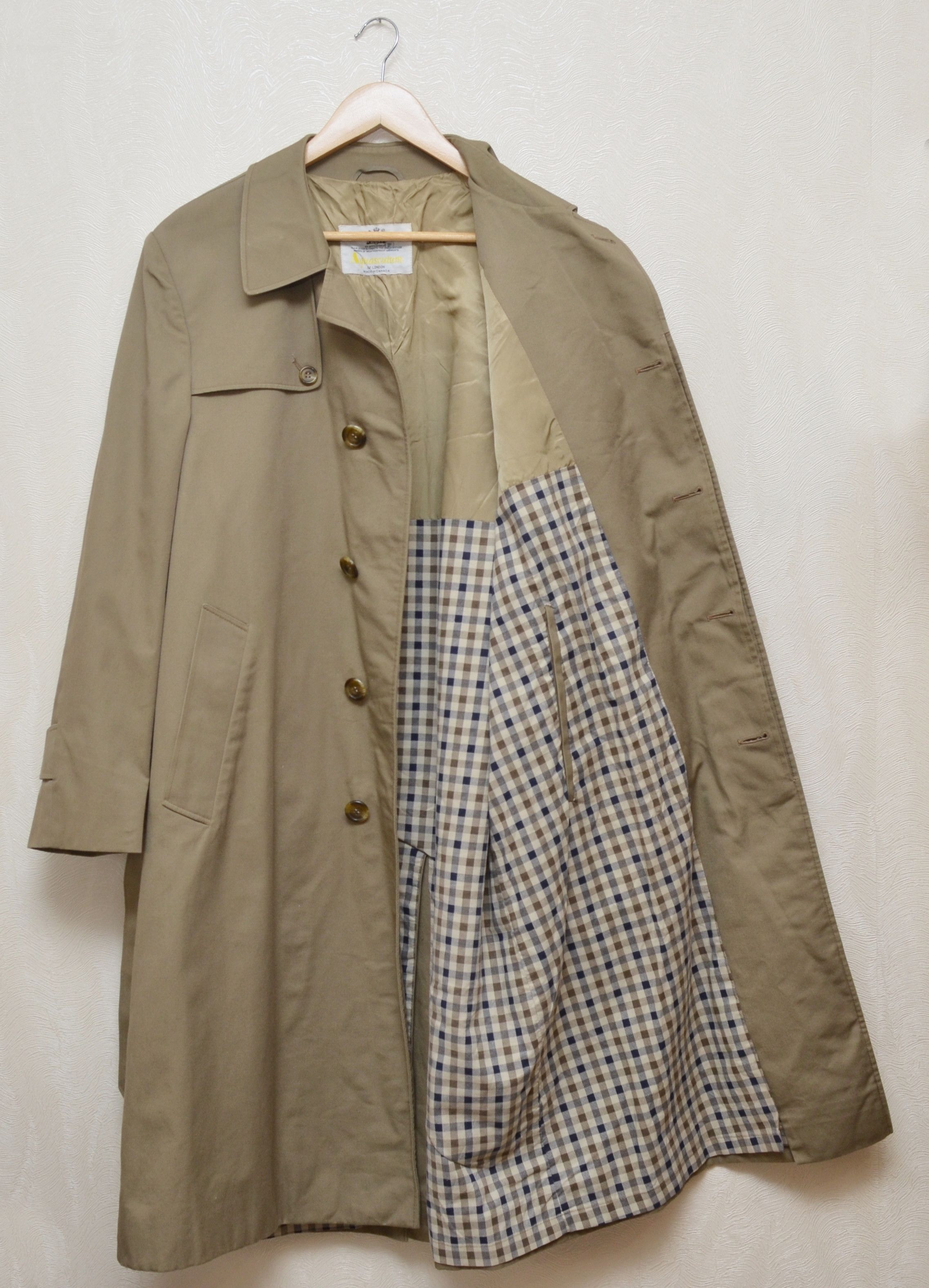 Vintage Aquascutum Check Belted Trench Coat 90s y2k