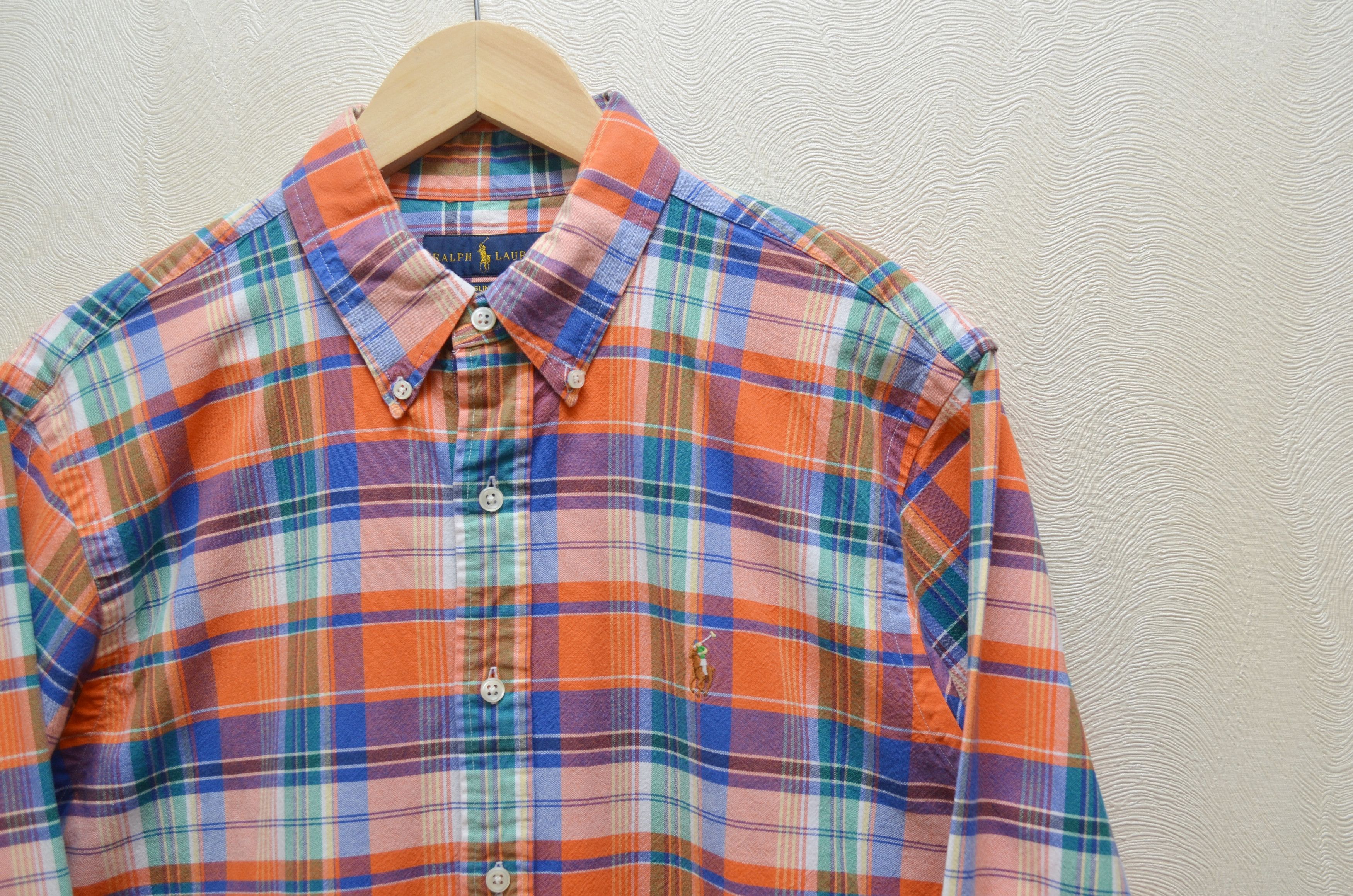 Designer × Polo Ralph Lauren Polo Ralph Lauren Orange Check Multicolor Pony Shirt Size L Size US L / EU 52-54 / 3 - 3 Thumbnail