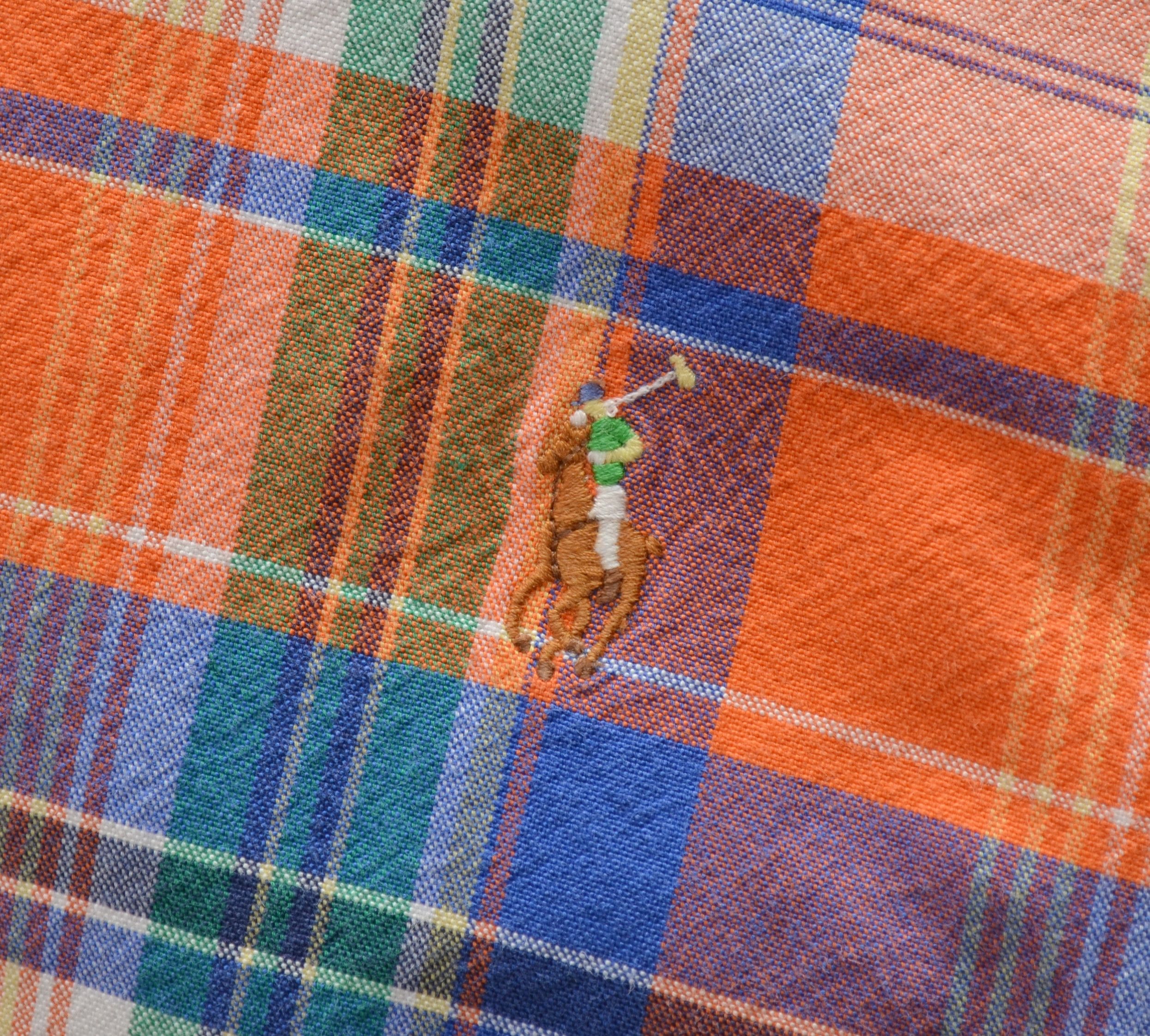 Designer × Polo Ralph Lauren Polo Ralph Lauren Orange Check Multicolor Pony Shirt Size L Size US L / EU 52-54 / 3 - 10 Thumbnail