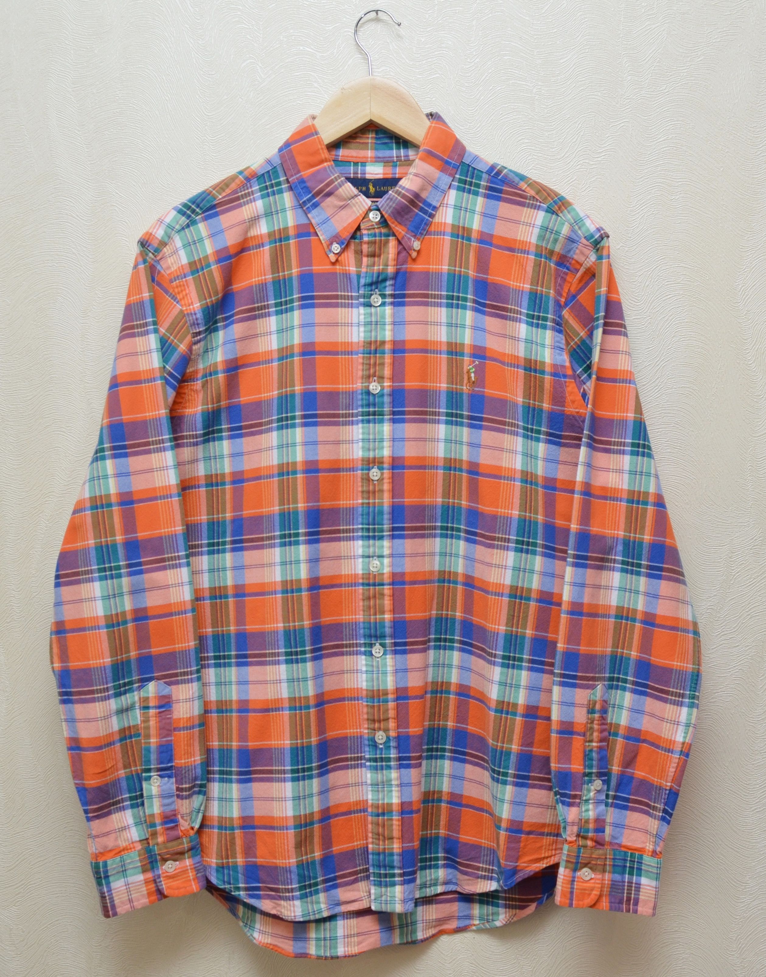 Designer × Polo Ralph Lauren Polo Ralph Lauren Orange Check Multicolor Pony Shirt Size L Size US L / EU 52-54 / 3 - 1 Thumbnail