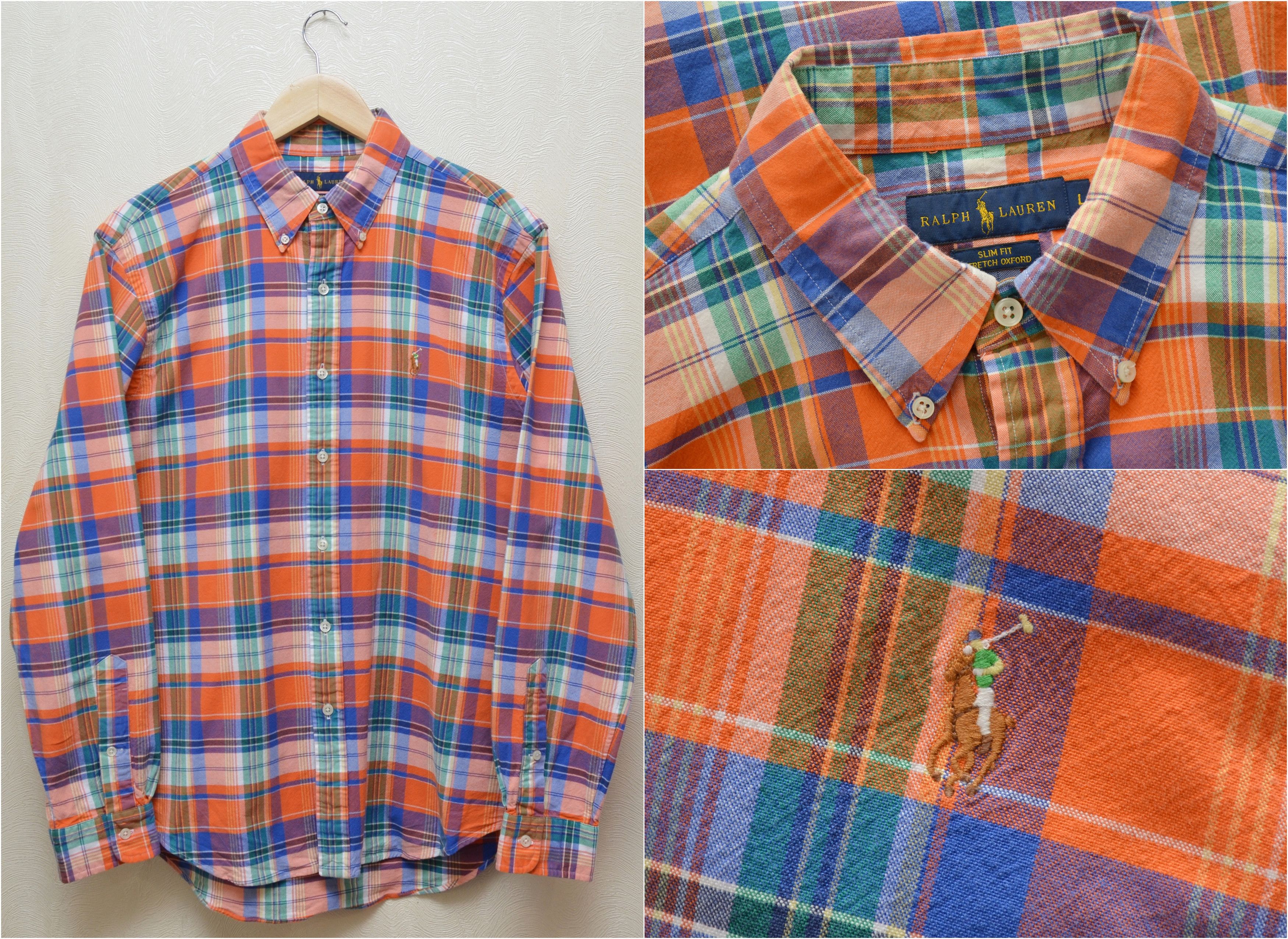 Designer × Polo Ralph Lauren Polo Ralph Lauren Orange Check Multicolor Pony Shirt Size L Size US L / EU 52-54 / 3 - 11 Thumbnail