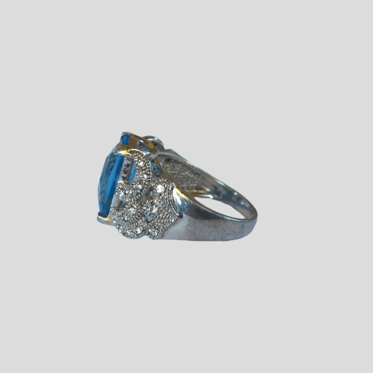 Jewelry Sterling Silver Ring Size 9 Faux Blue Topaz Size ONE SIZE - 5 Thumbnail
