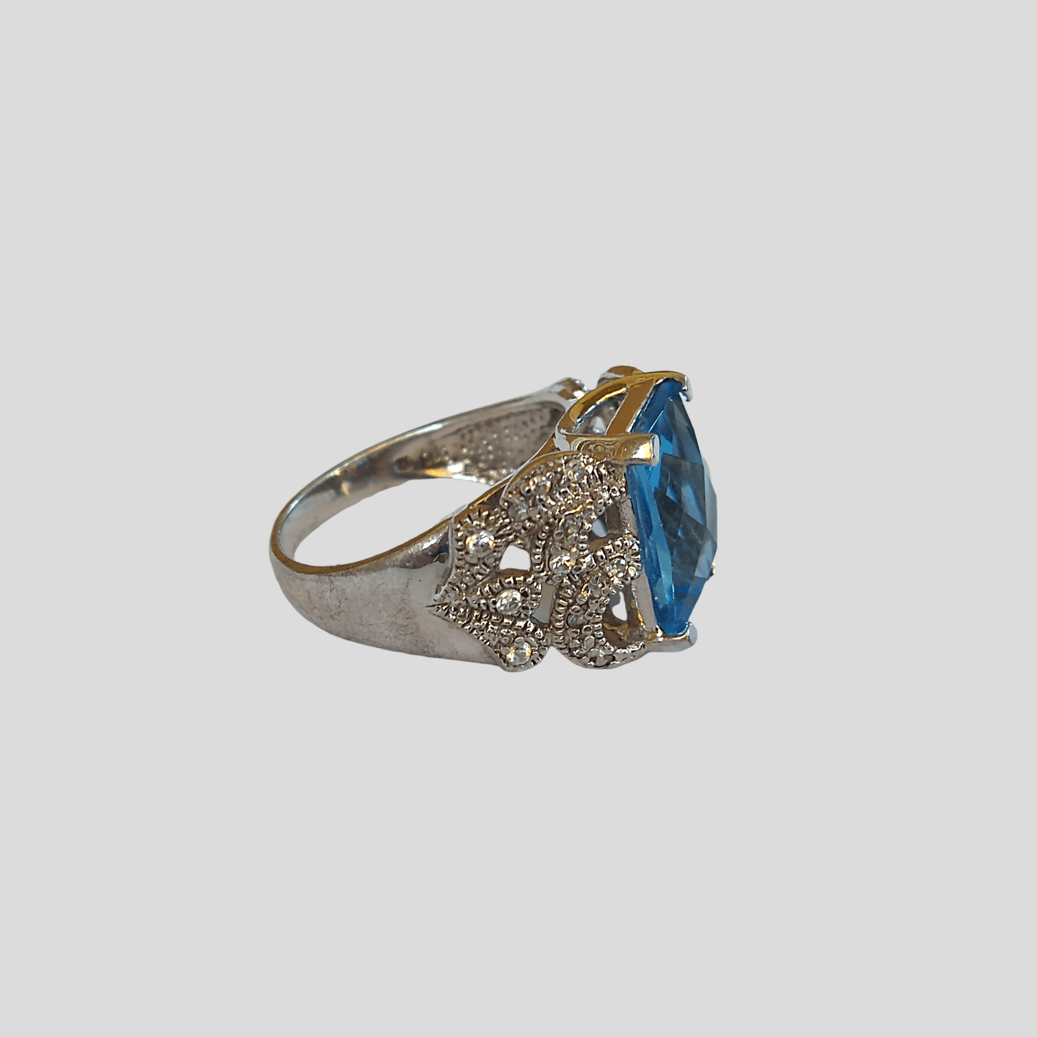 Jewelry Sterling Silver Ring Size 9 Faux Blue Topaz Size ONE SIZE - 4 Thumbnail