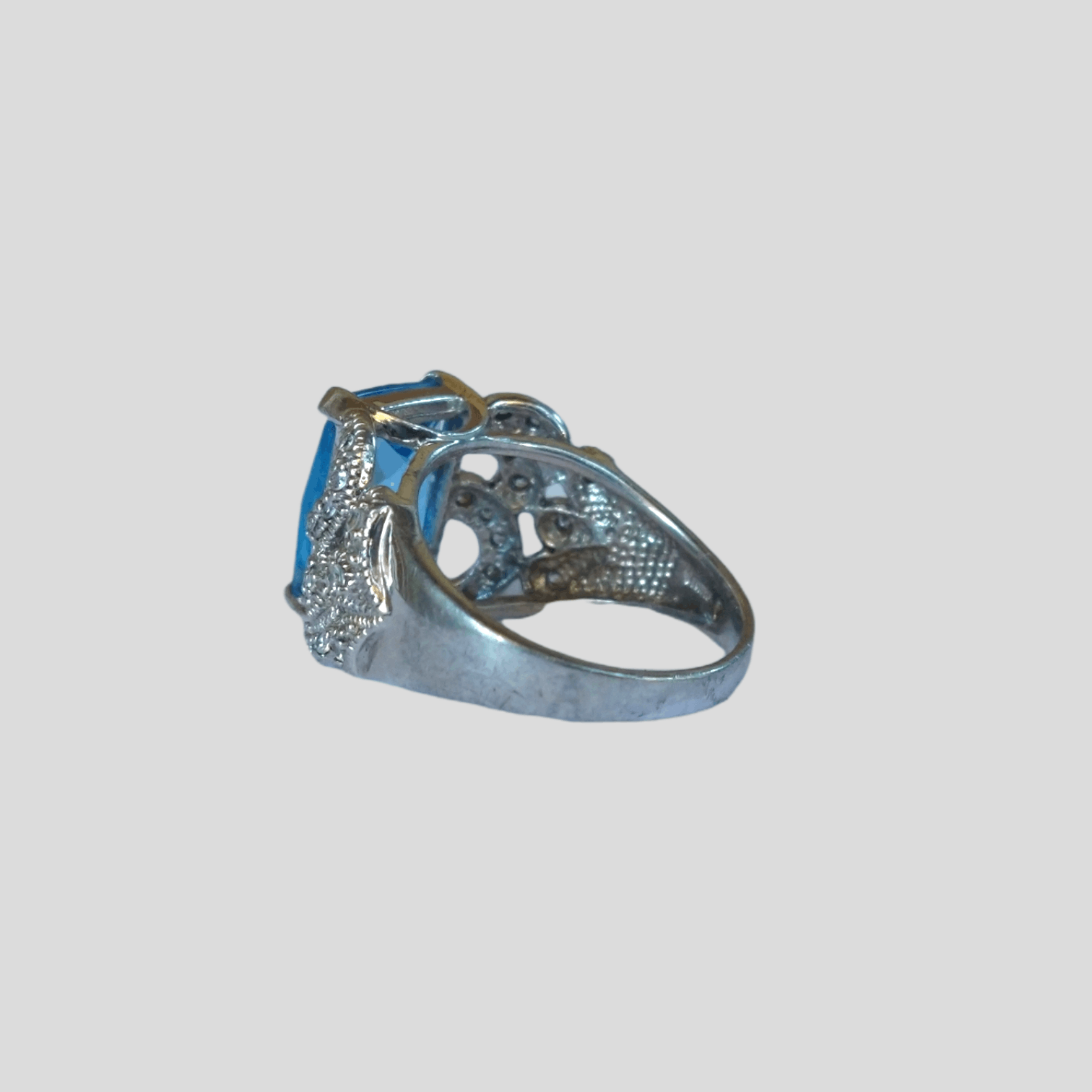 Jewelry Sterling Silver Ring Size 9 Faux Blue Topaz Size ONE SIZE - 6 Thumbnail