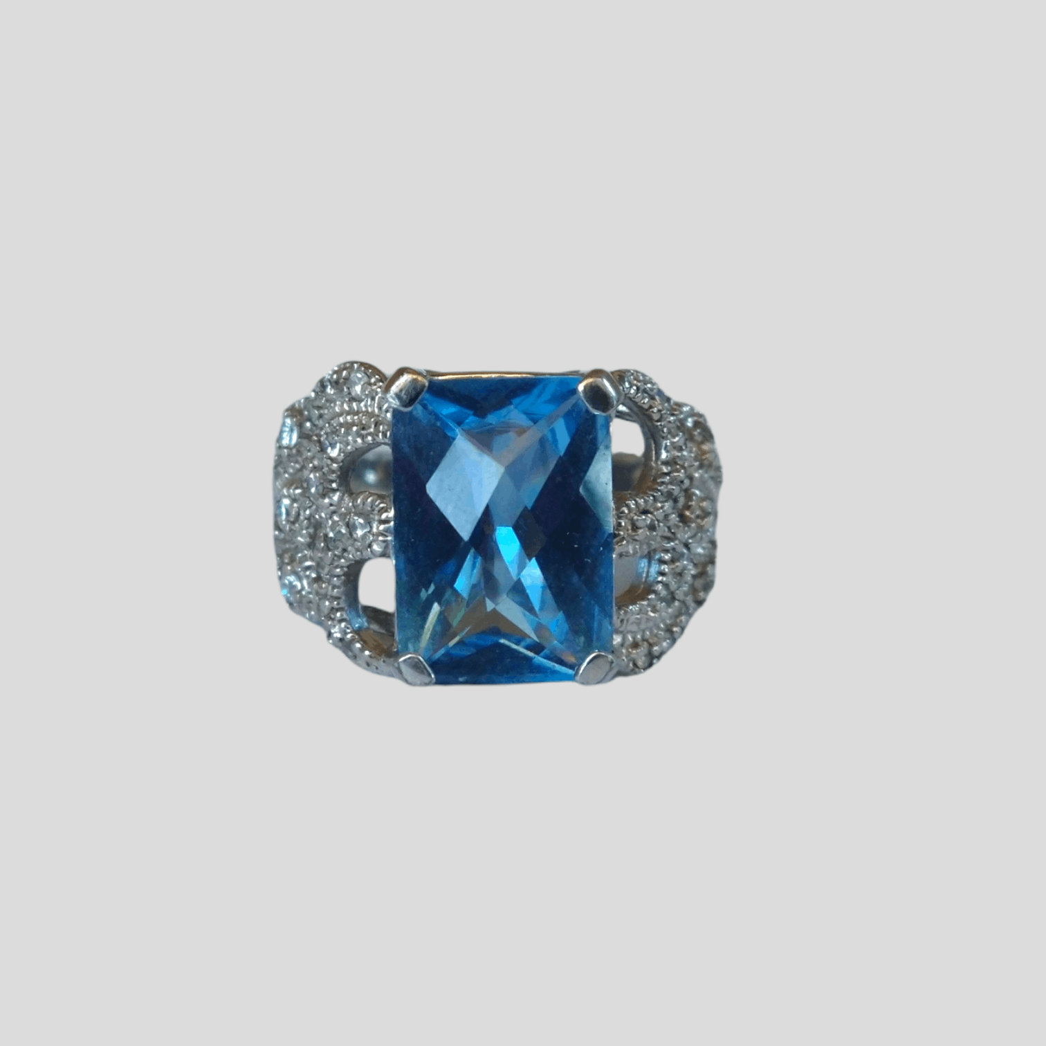 Jewelry Sterling Silver Ring Size 9 Faux Blue Topaz Size ONE SIZE - 3 Thumbnail