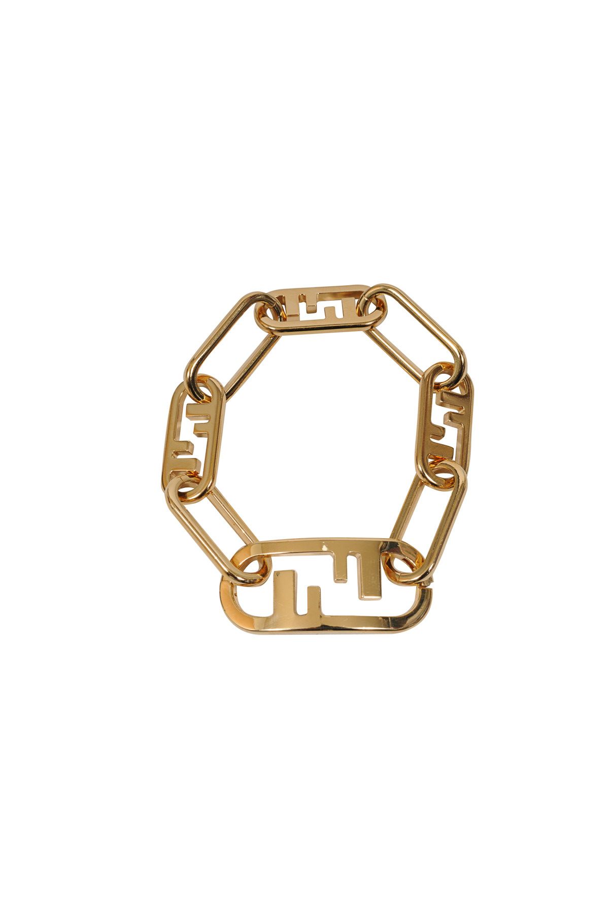 image of Fendi O'lock Chain Ff Bracelet - 00547 in Gold, Women's