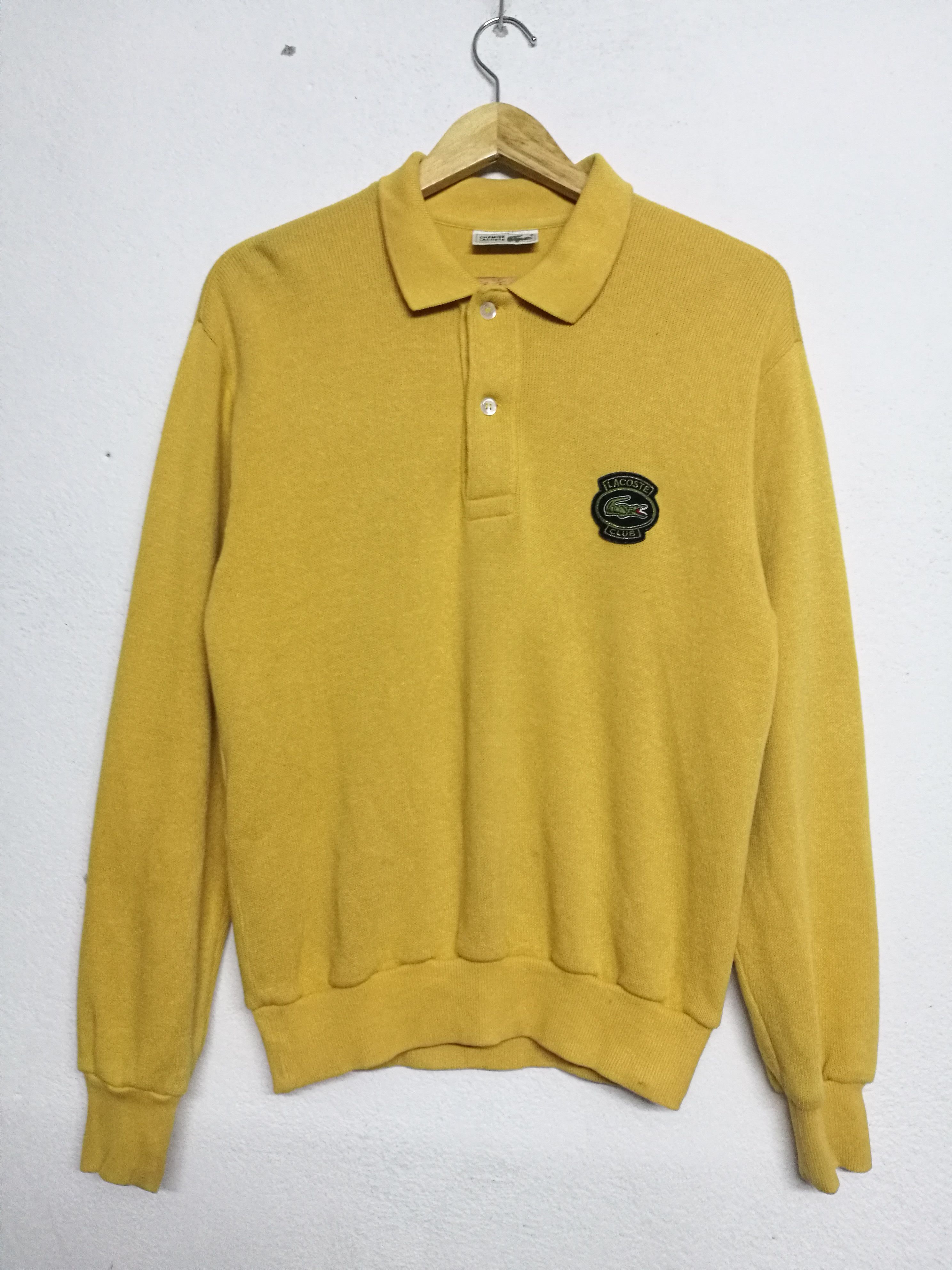 image of Chemise Lacoste Patch Logo Sweatshirt in Mustard Yellow, Men's (Size Small)