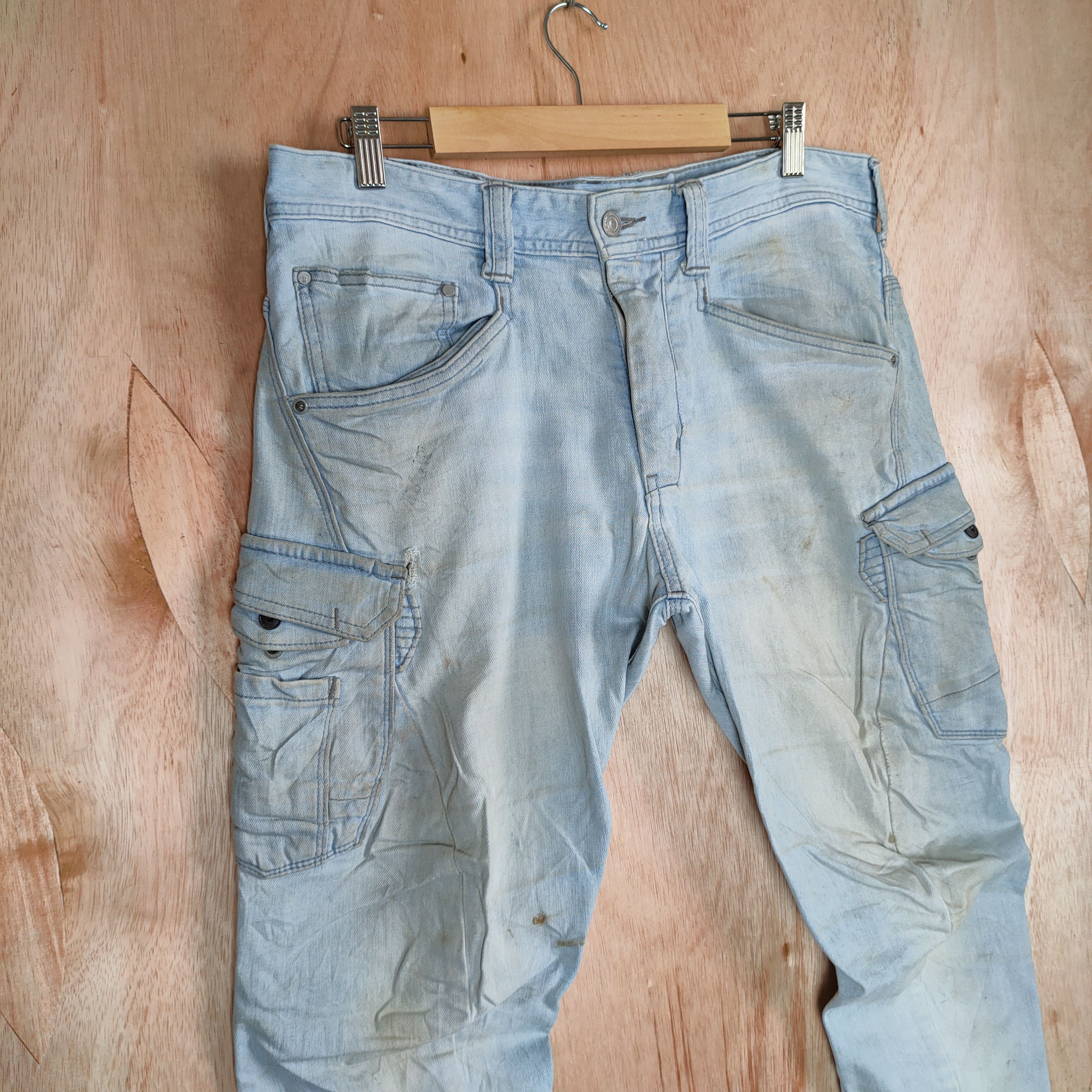Japanese Brand VINTAGE EVENRIVER RUSTY FADED JEANS CARGO PANTS Size US 33 - 5 Thumbnail