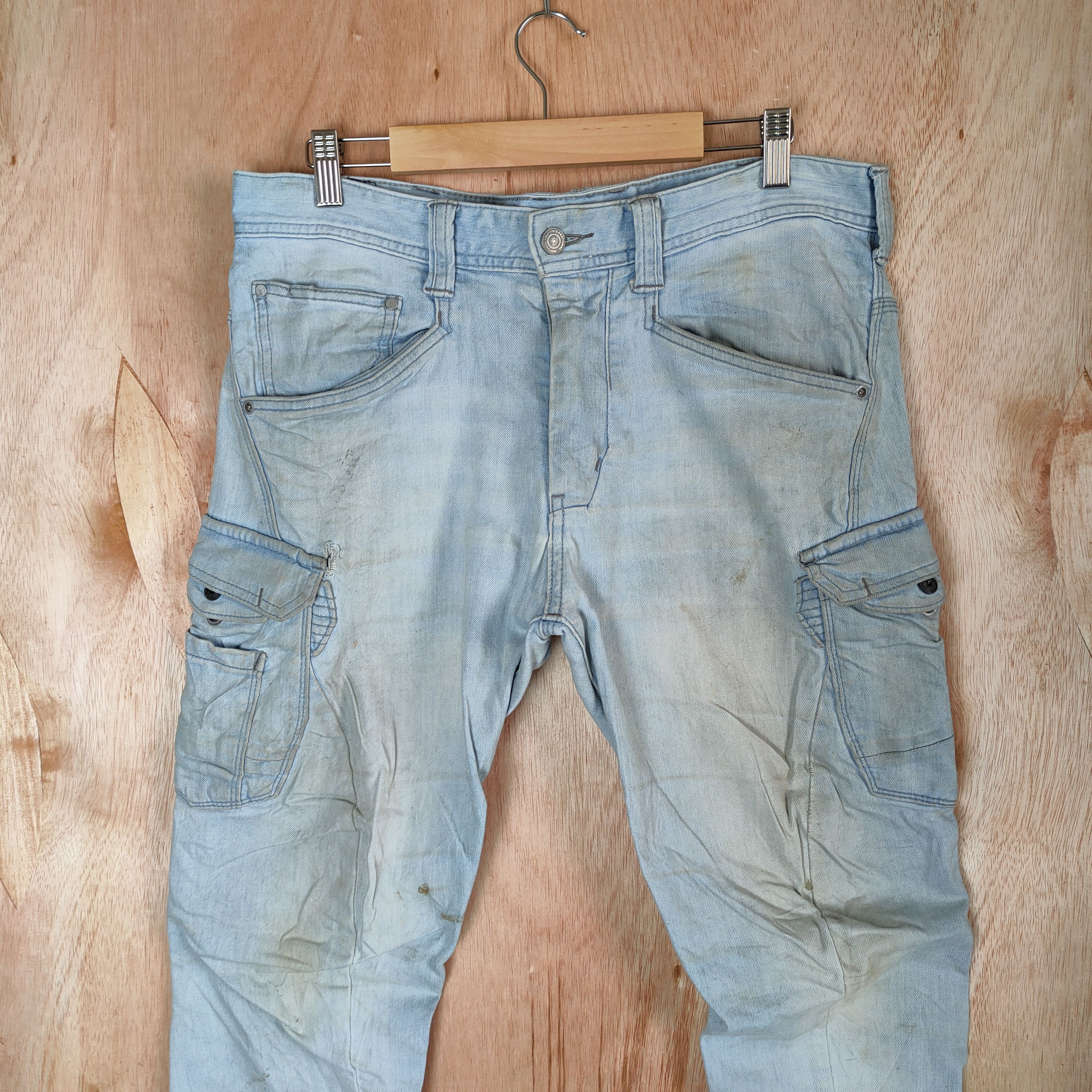 Japanese Brand VINTAGE EVENRIVER RUSTY FADED JEANS CARGO PANTS Size US 33 - 2 Thumbnail