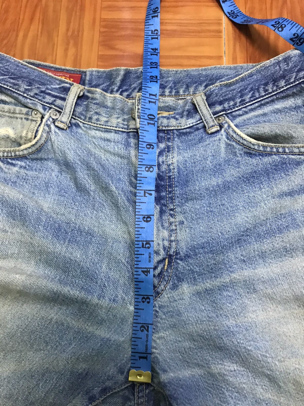 Edwin Vintage Distressed Blue Jeans – Faded Wash with Knee Rips Size US 30 / EU 46 - 11 Thumbnail