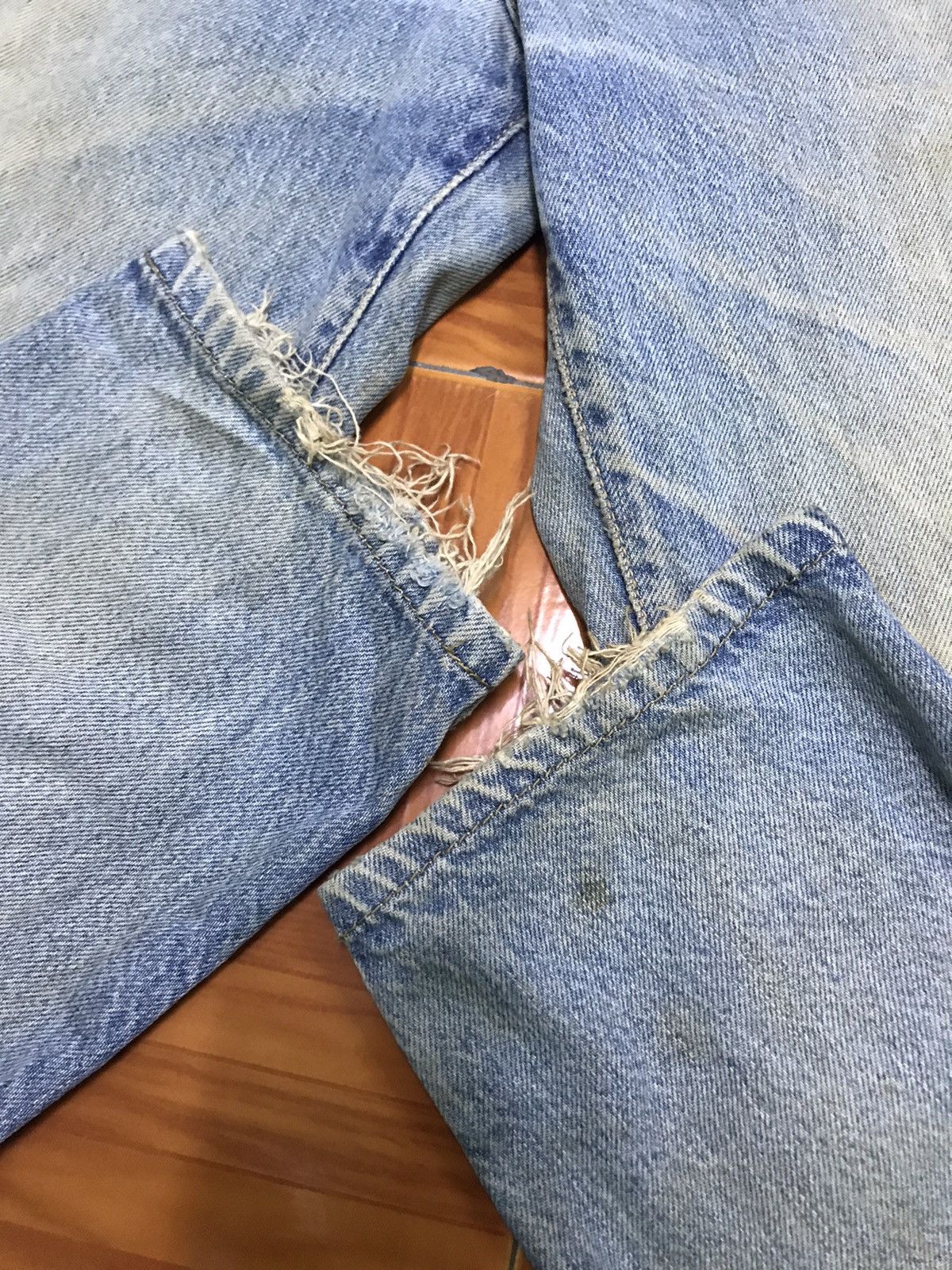 Edwin Vintage Distressed Blue Jeans – Faded Wash with Knee Rips Size US 30 / EU 46 - 7 Thumbnail