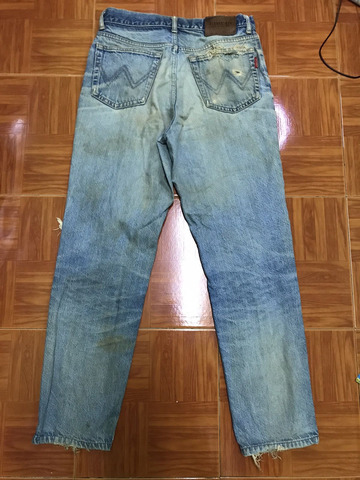 Edwin Vintage Distressed Blue Jeans – Faded Wash with Knee Rips Size US 30 / EU 46 - 2 Thumbnail