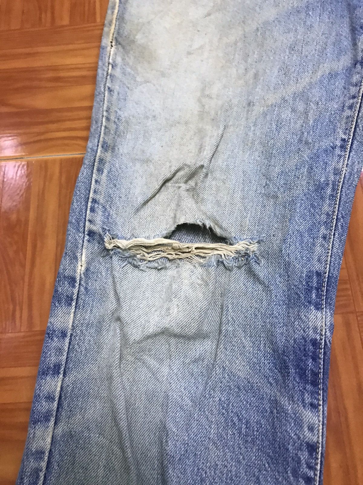 Edwin Vintage Distressed Blue Jeans – Faded Wash with Knee Rips Size US 30 / EU 46 - 6 Thumbnail