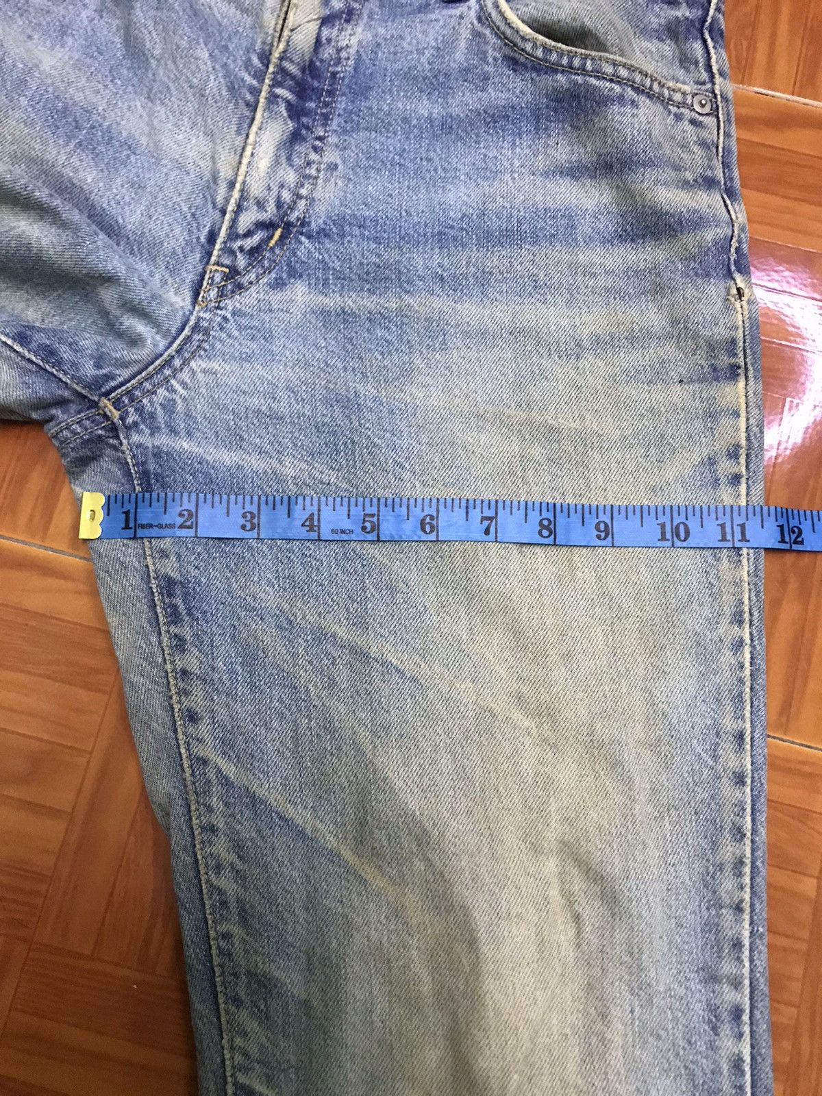 Edwin Vintage Distressed Blue Jeans – Faded Wash with Knee Rips Size US 30 / EU 46 - 14 Thumbnail