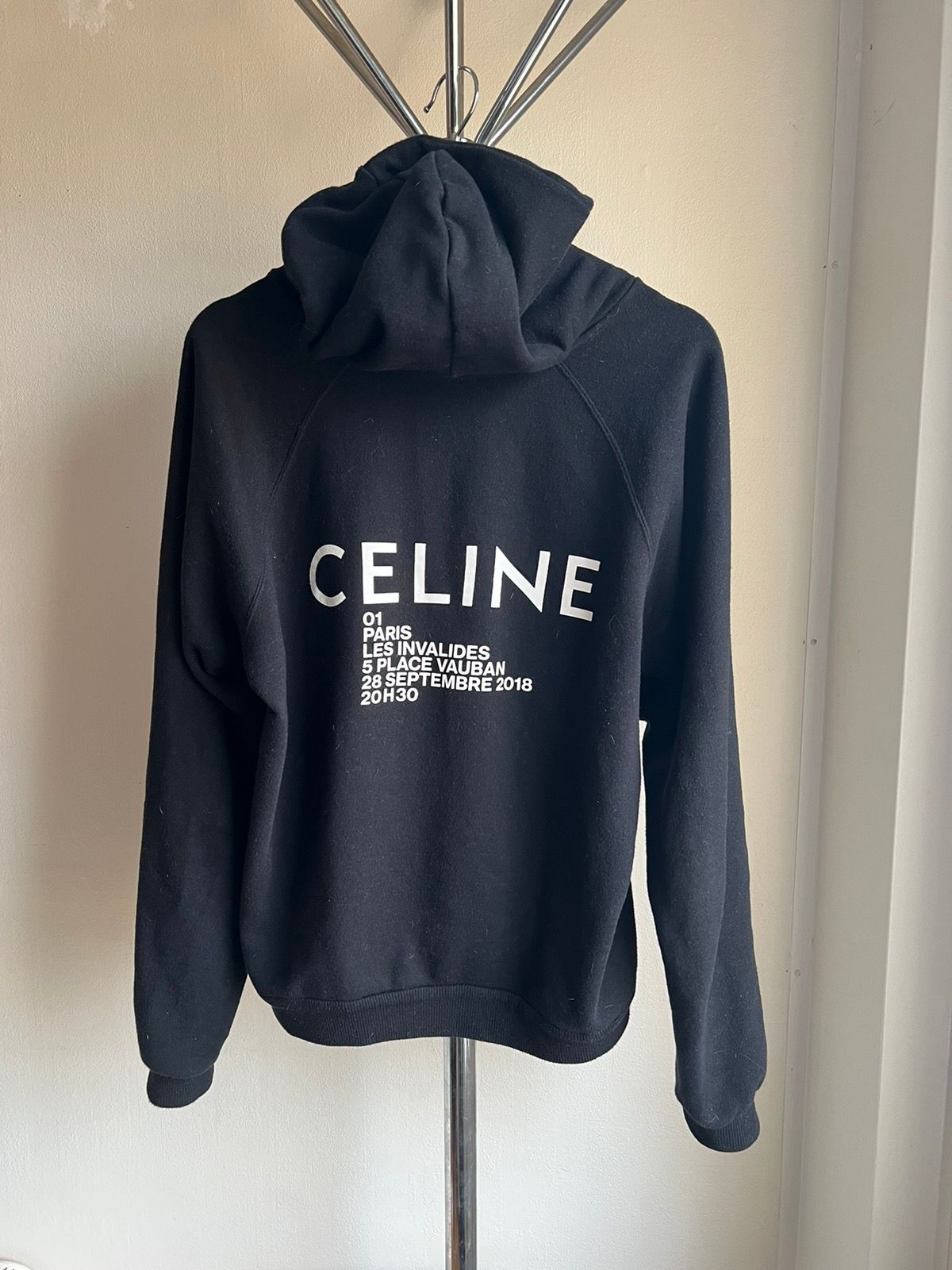 Pre-owned Celine Invitation Logo Hoodie 2018 In Black