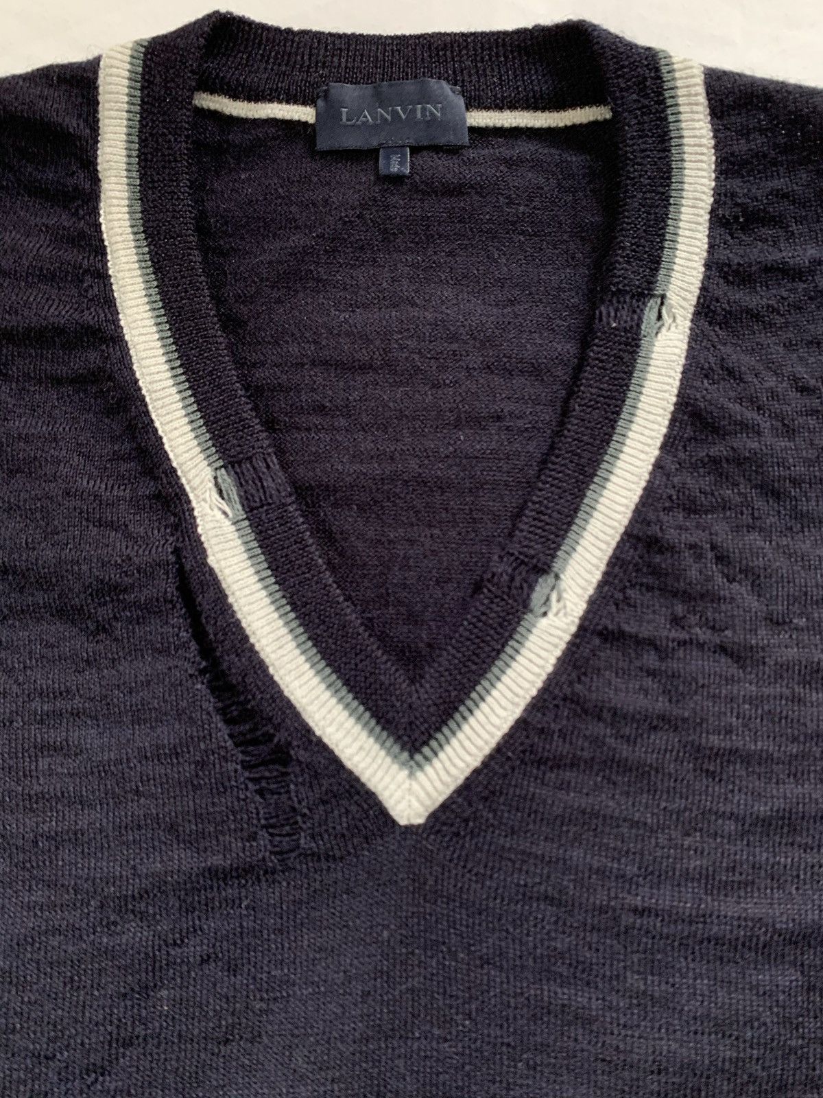 Lanvin Lanvin Distressed logo patch sweater Size US XL / EU 56 / 4 - 7 Thumbnail