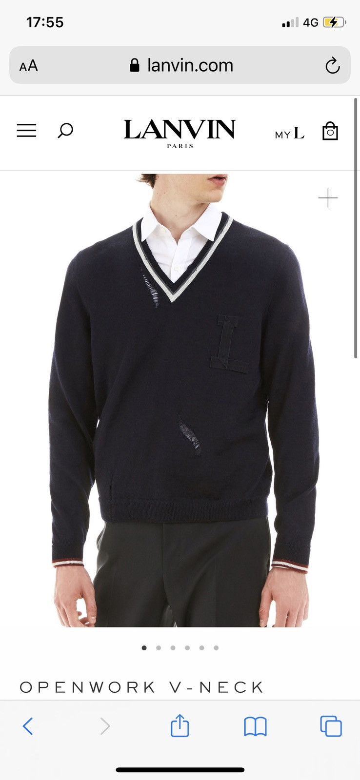 Lanvin Lanvin Distressed logo patch sweater Size US XL / EU 56 / 4 - 2 Thumbnail