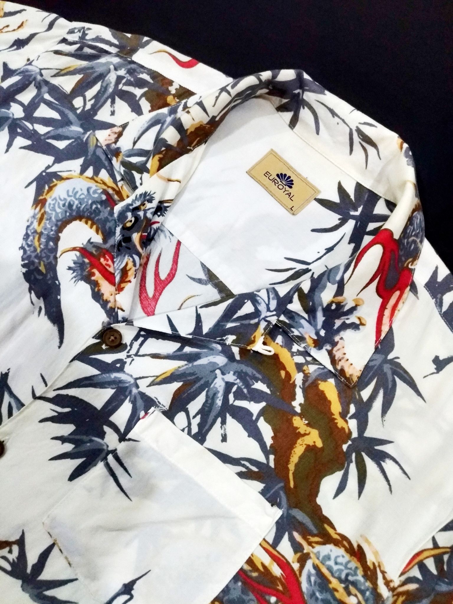 Japanese Brand RARE! VTG EUROYAL RAYON JAPANESE TRADITIONAL MOTIF "RYU" Size US M / EU 48-50 / 2 - 6 Thumbnail