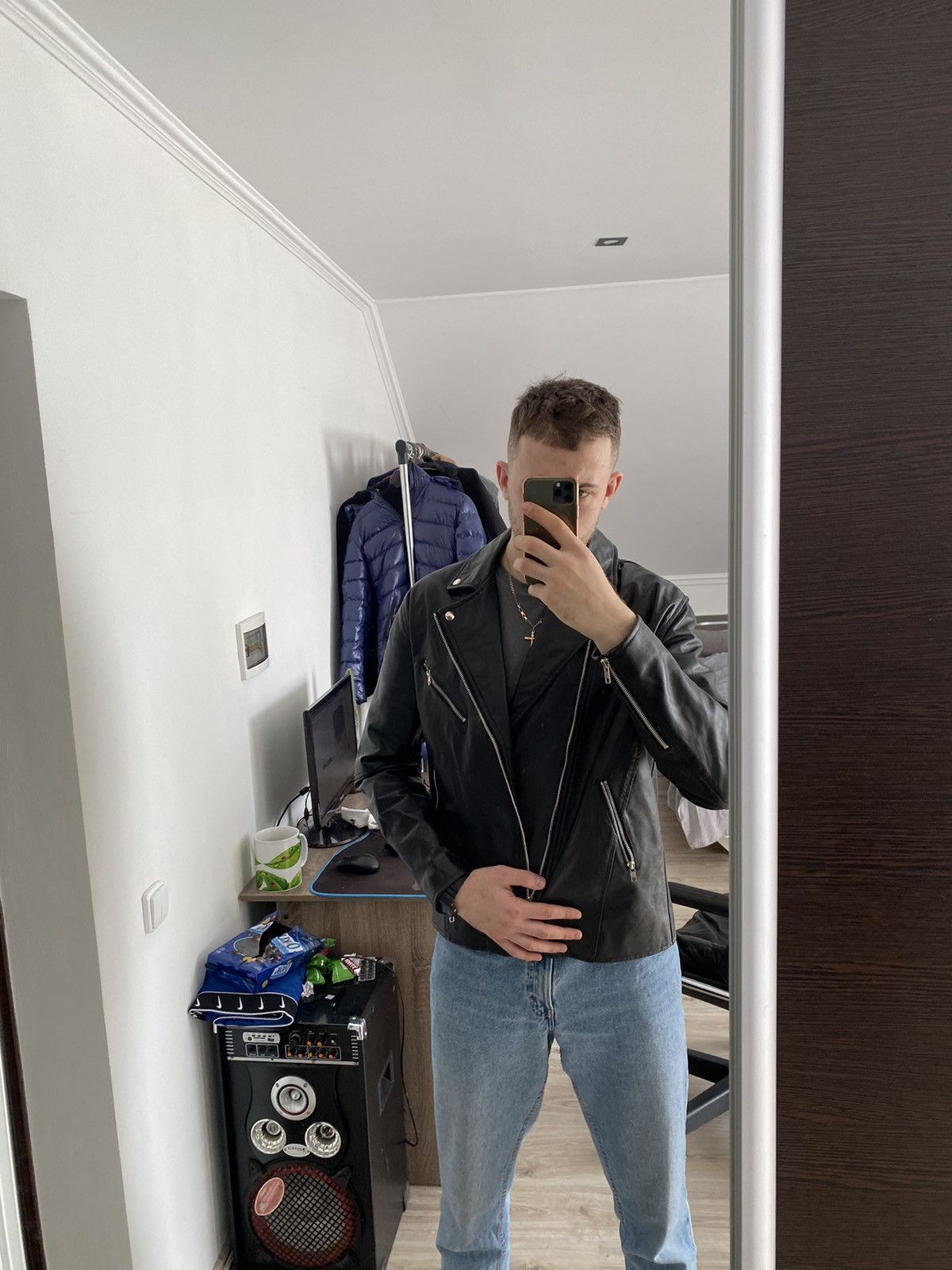 Japanese Brand × Vintage Vintage Black Leather Biker Motorcycle Black Jacket Size US L / EU 52-54 / 3 - 8 Thumbnail