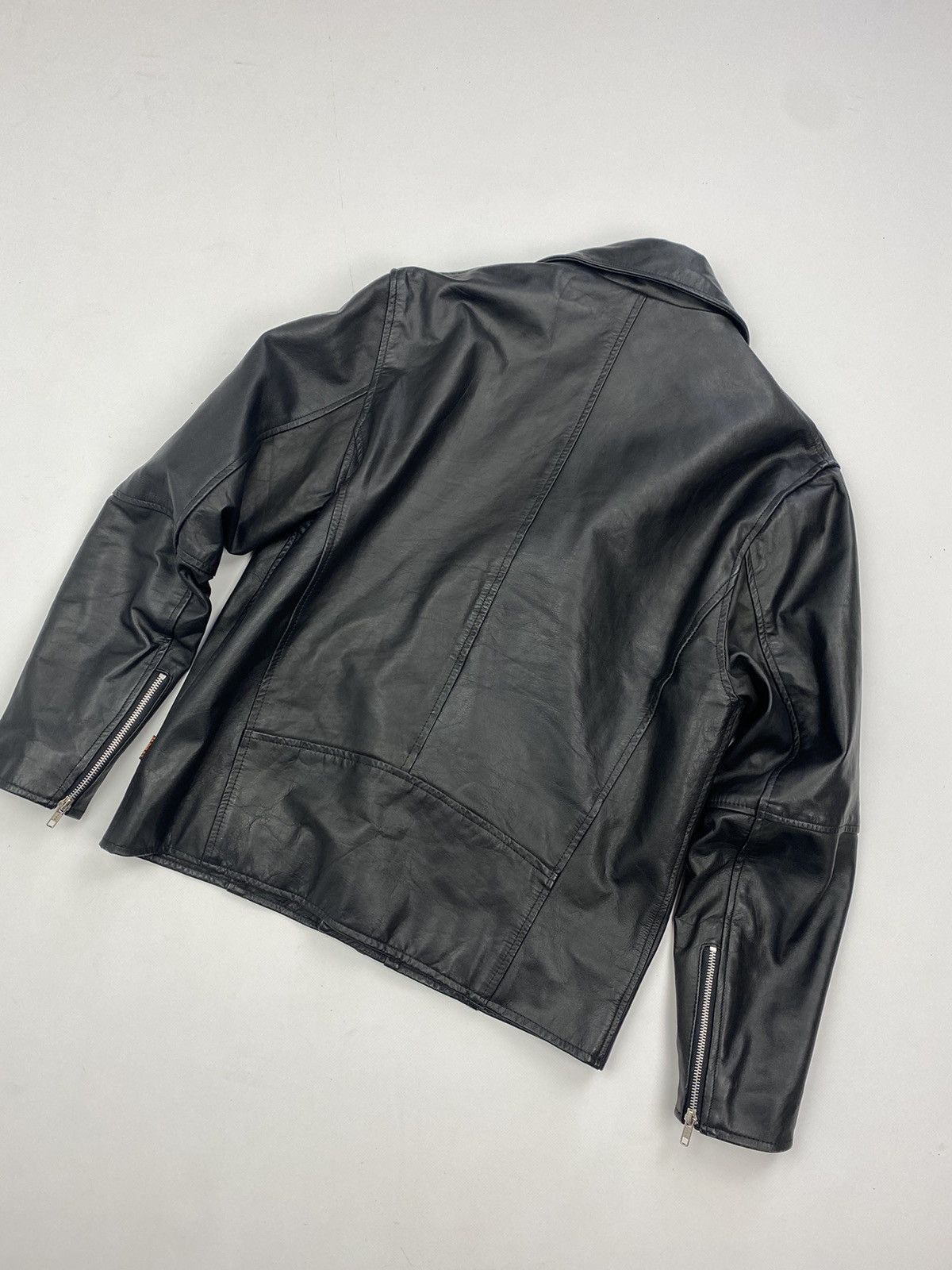 Japanese Brand × Vintage Vintage Black Leather Biker Motorcycle Black Jacket Size US L / EU 52-54 / 3 - 5 Thumbnail
